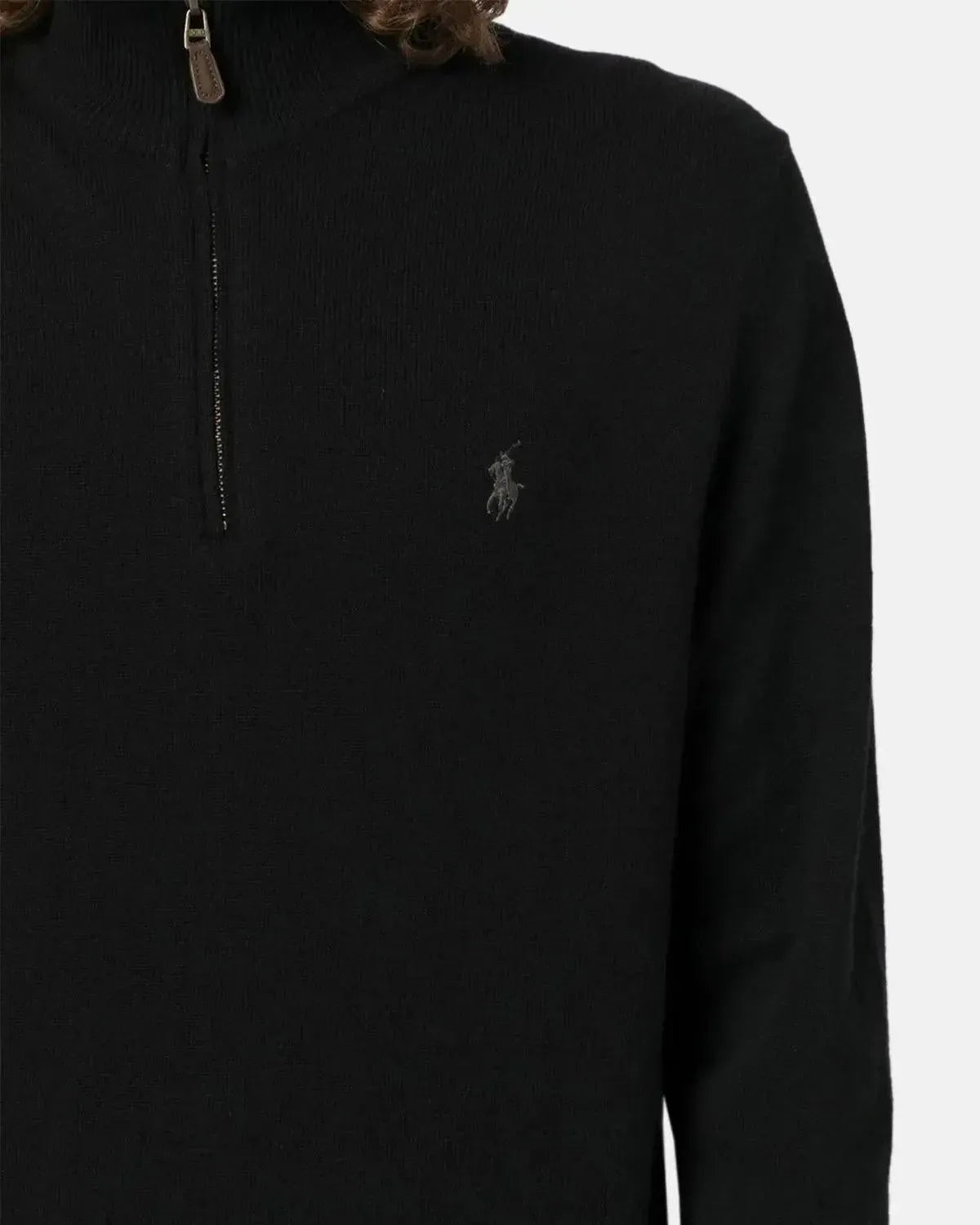RALPH LAUREN MENS WOOL 1/4 ZIP JUMPER BLACK | Studio DOS