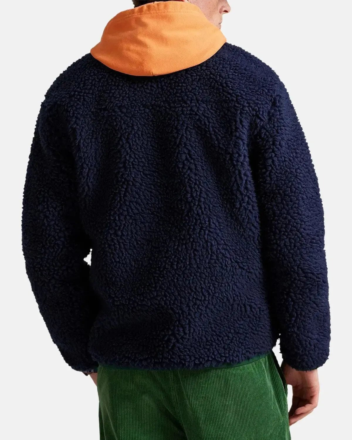 RALPH LAUREN MENS WOOL BORG LOGO SHERPA ZIP THROUGH FLEECE CRUISE NAVY | Studio DOS