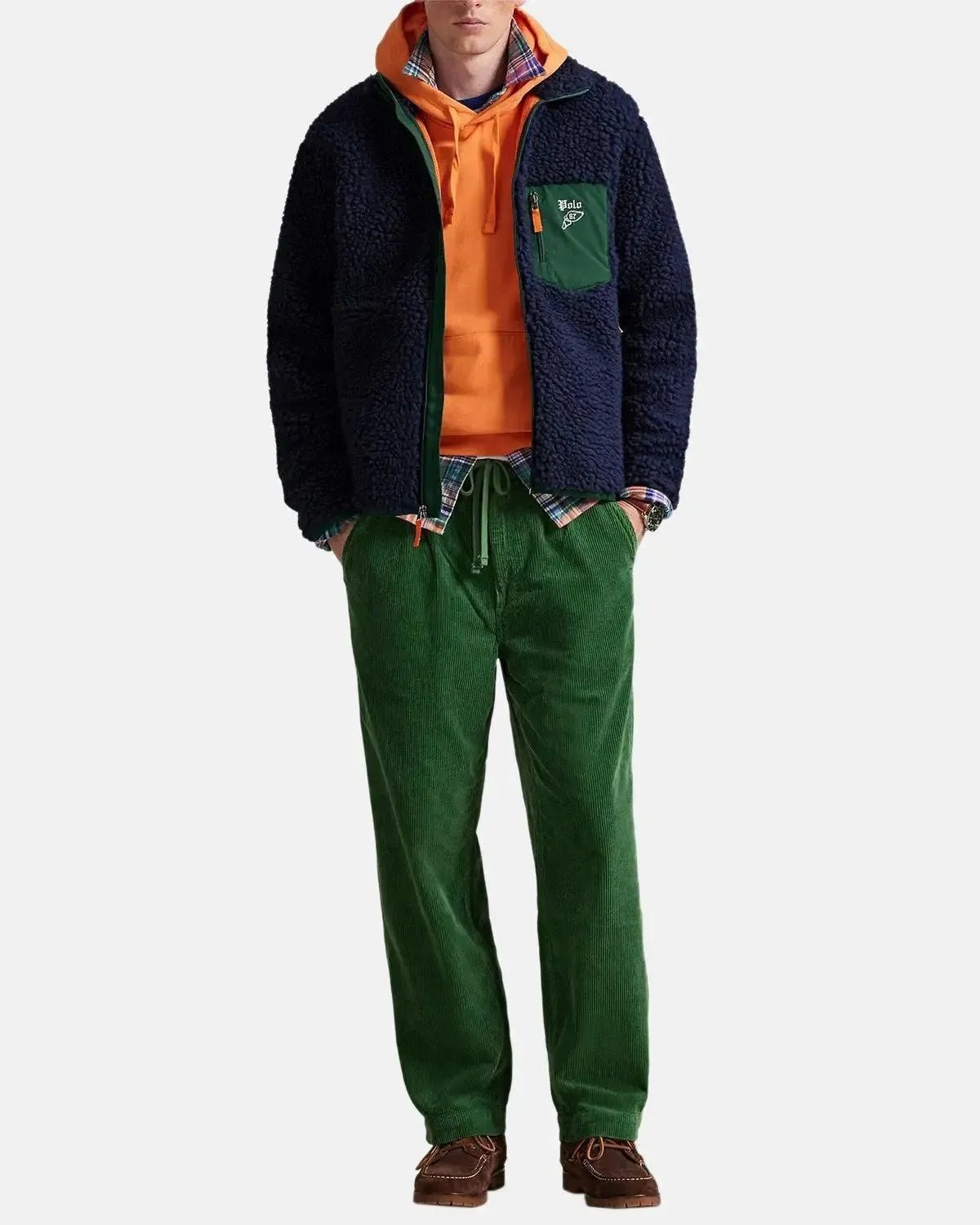 RALPH LAUREN MENS WOOL BORG LOGO SHERPA ZIP THROUGH FLEECE CRUISE NAVY | Studio DOS