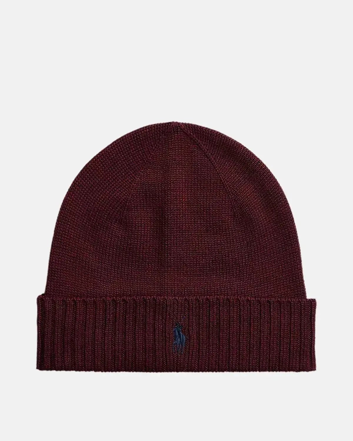 RALPH LAUREN SIGNATURE PONY WOOL BEANIE AGED WINE HEATHER | Studio DOS