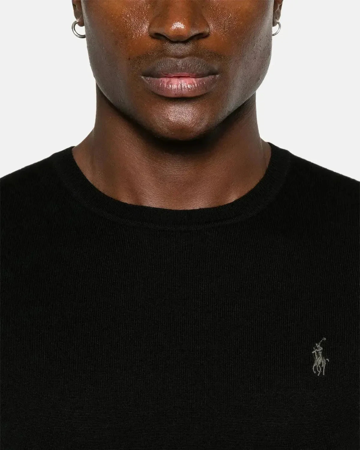 RALPH LAUREN SLIM FIT WASHABLE WOOL CREWNECK JUMPER BLACK | Studio DOS