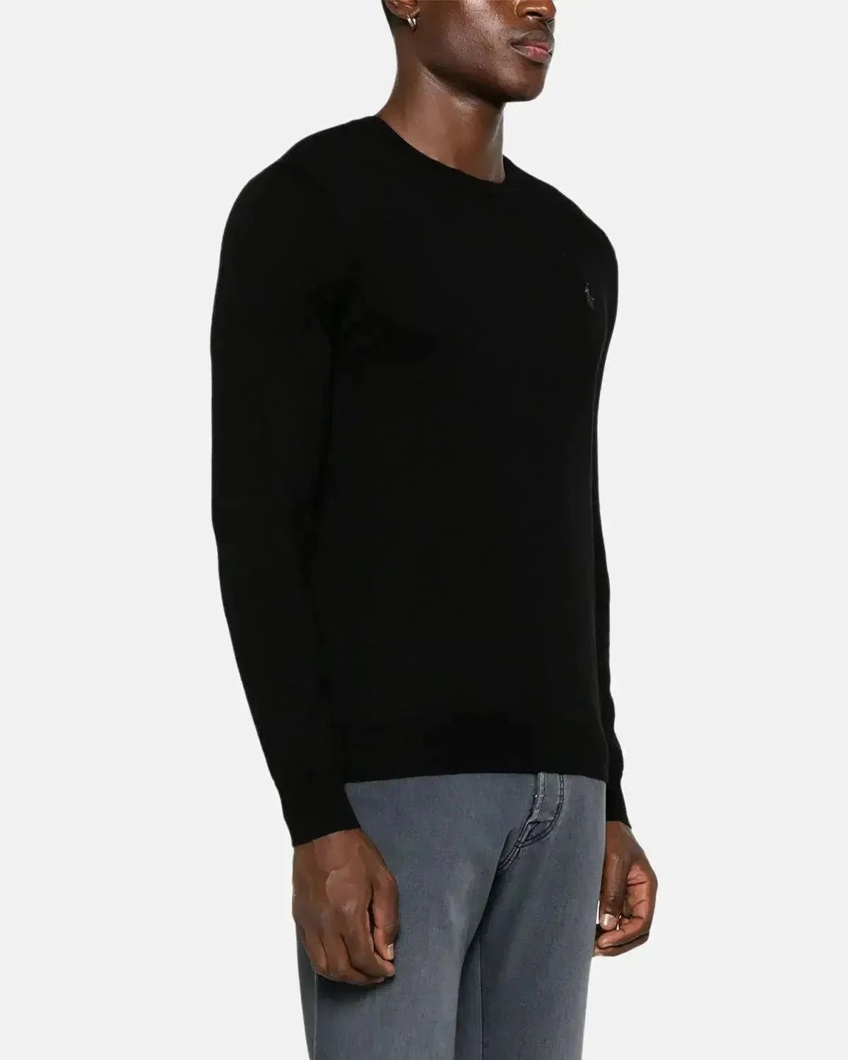 RALPH LAUREN SLIM FIT WASHABLE WOOL CREWNECK JUMPER BLACK | Studio DOS