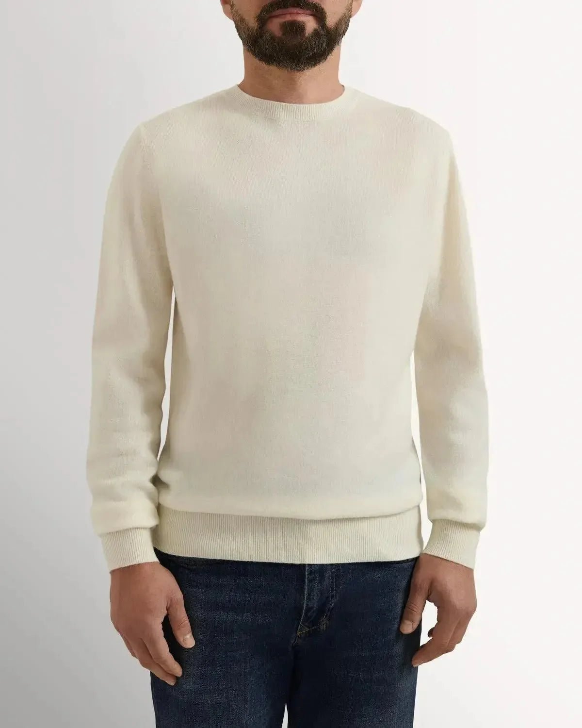 Richard James Cashmere Mix Crew Neck Knit Cream | Studio DOS