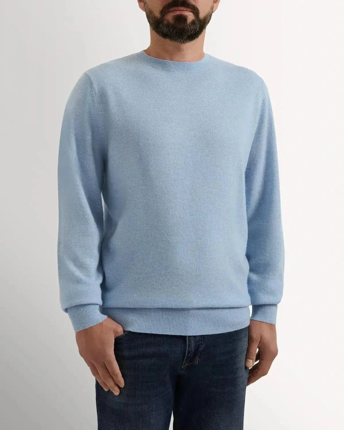 Richard James Cashmere Mix Crew Neck Knit Sky Blue | Studio DOS