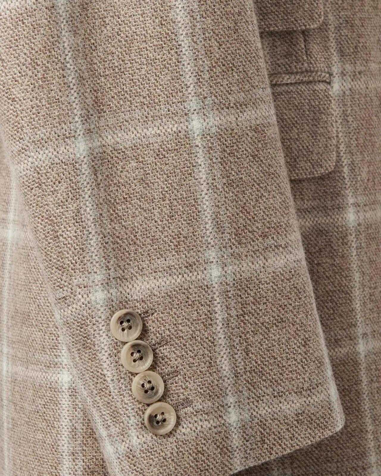 Richard James Double Breasted Large Window Check Jacket Biege Cream | Studio DOS