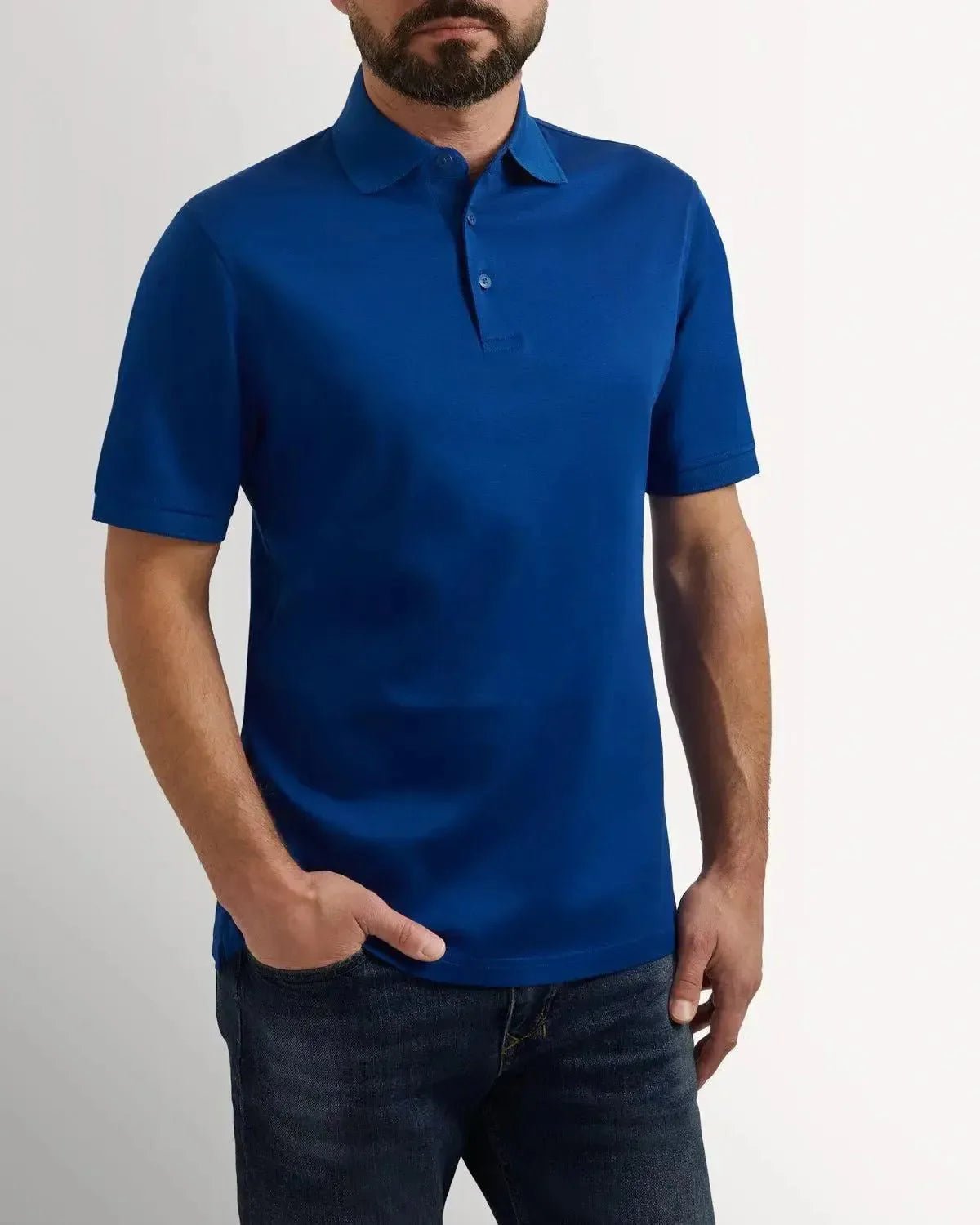 Richard James Mercerised Cotton Polo Shirt Air Force Blue | Studio DOS
