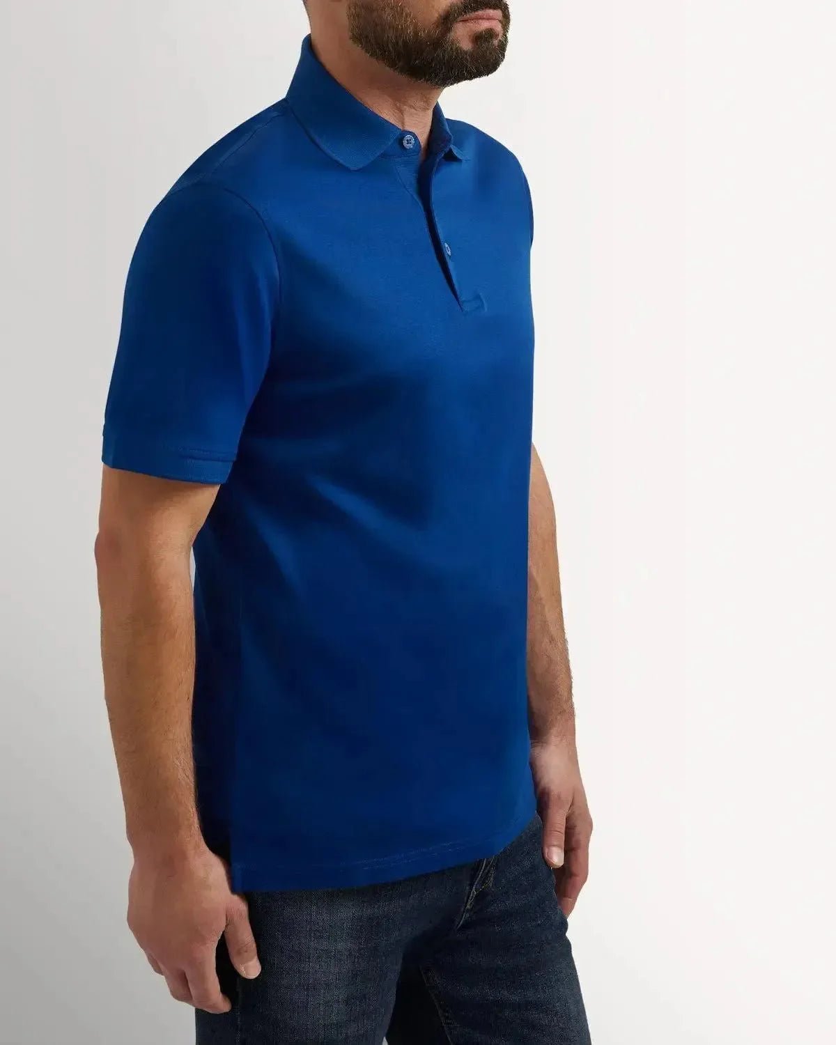 Richard James Mercerised Cotton Polo Shirt Air Force Blue | Studio DOS