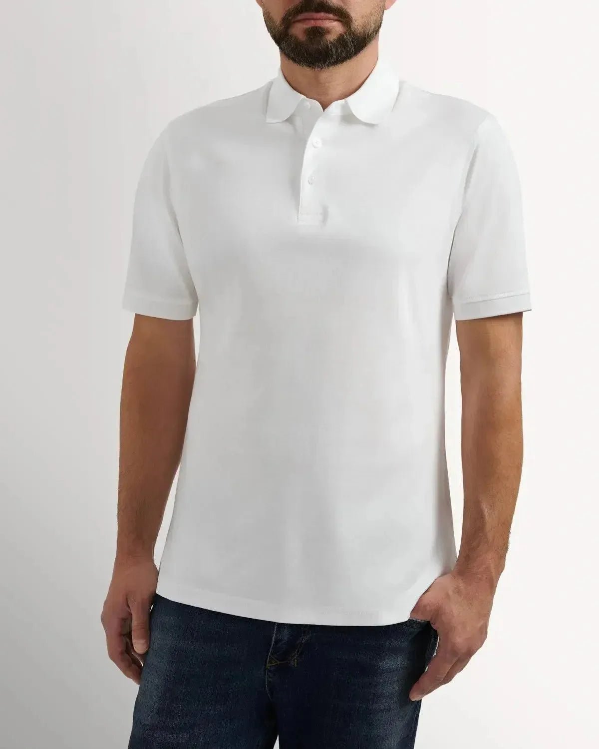 Richard James Mercerised Cotton Polo Shirt White | Studio DOS