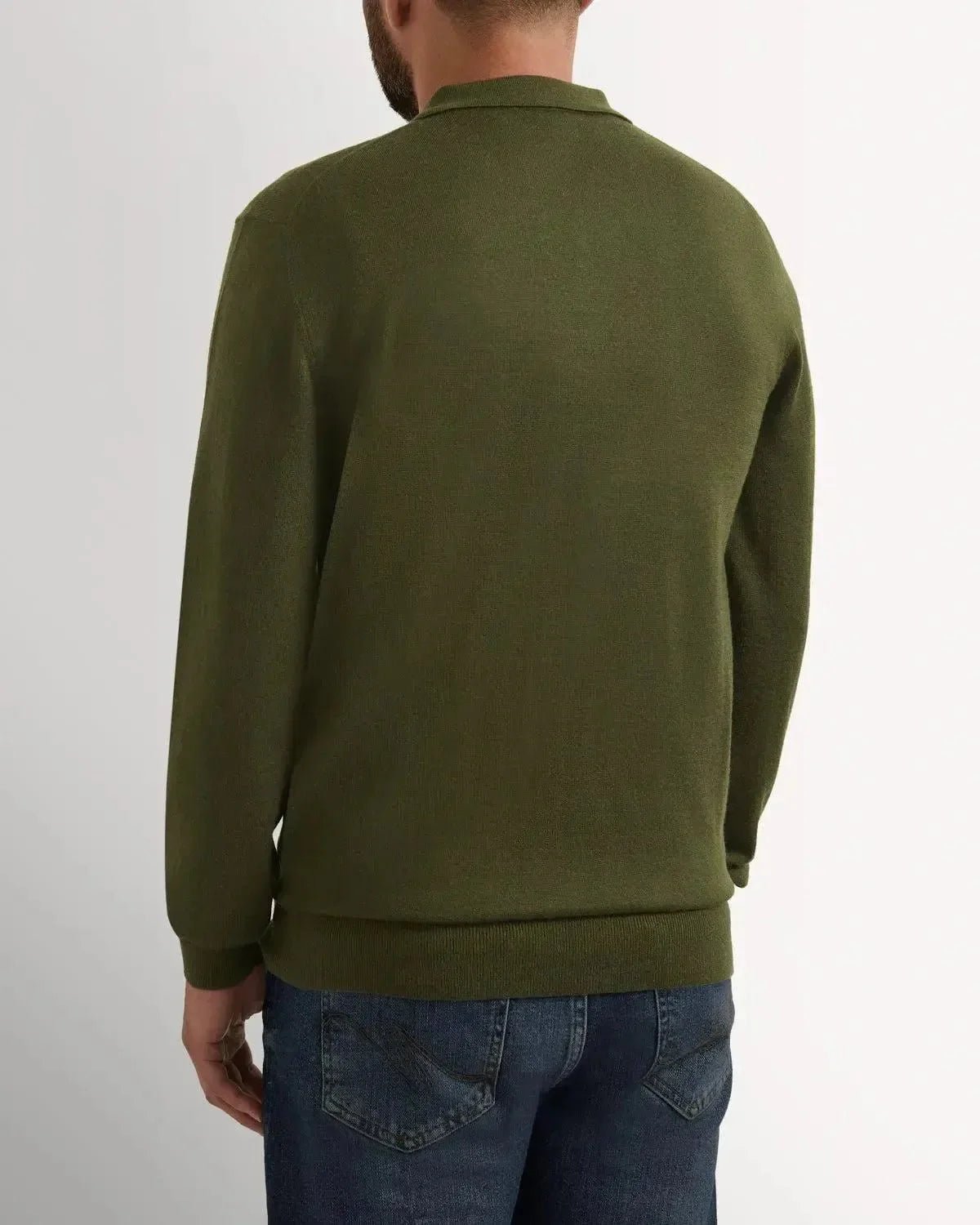 Richard James Merino Wool Collared Knit Sage | Studio DOS