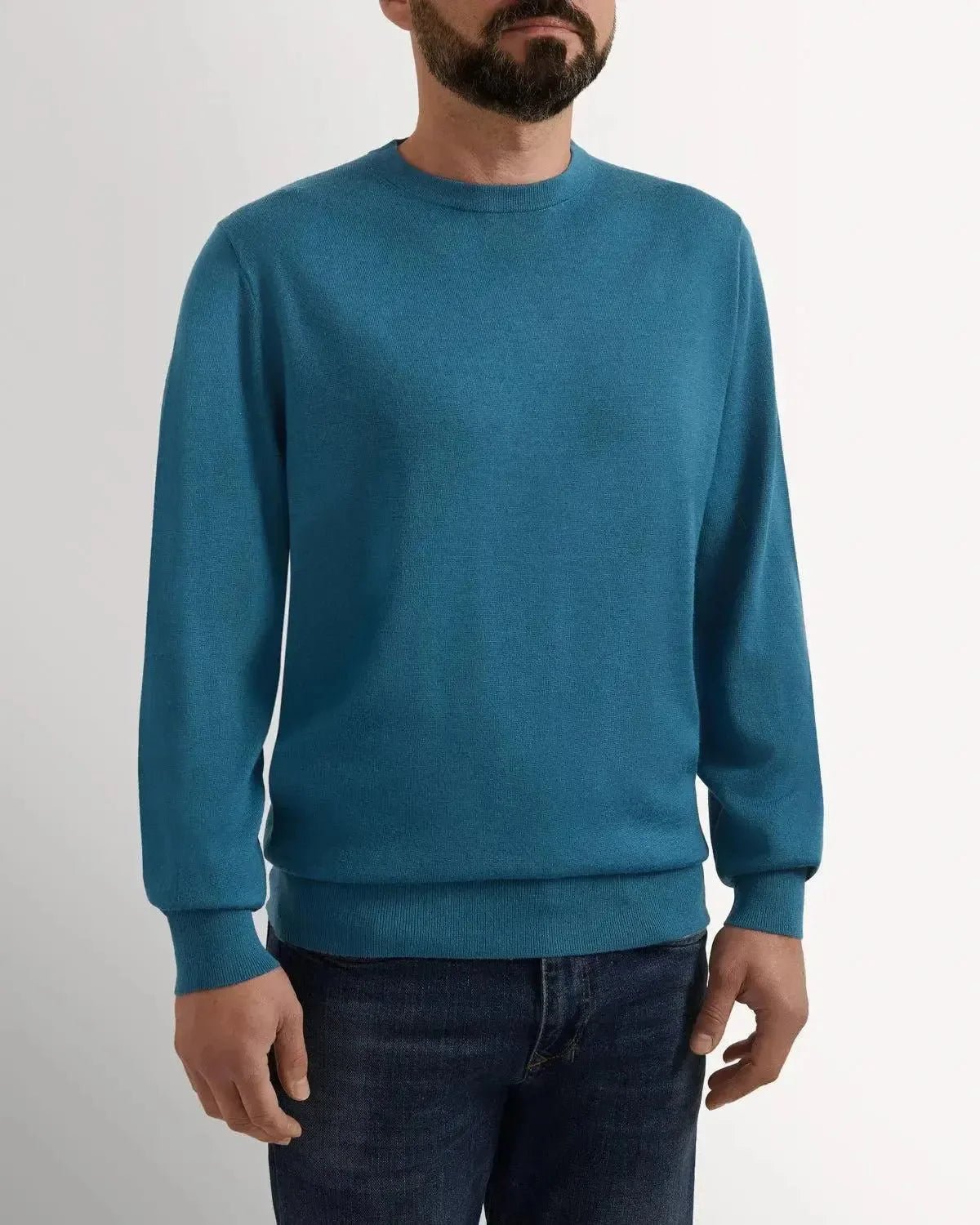 Richard James Merino Wool Crew Neck Knit Cobalt | Studio DOS