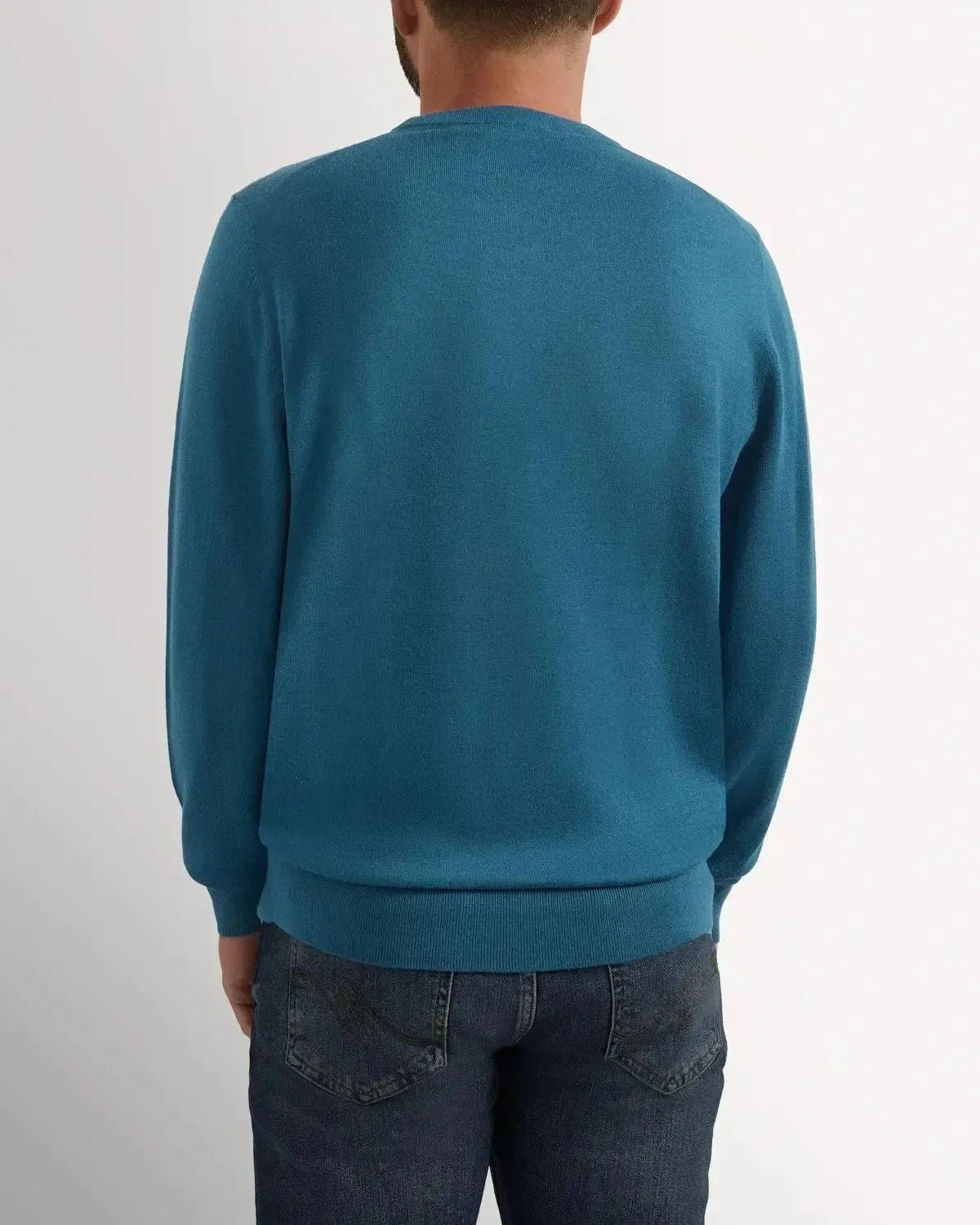 Richard James Merino Wool Crew Neck Knit Cobalt | Studio DOS