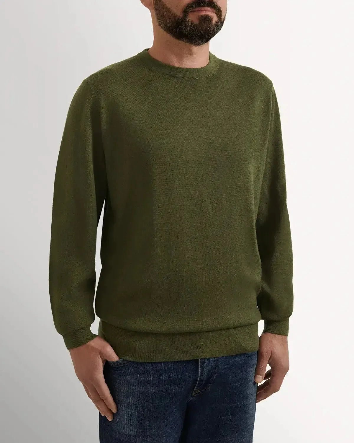 Richard James Merino Wool Crew Neck Knit Sage | Studio DOS