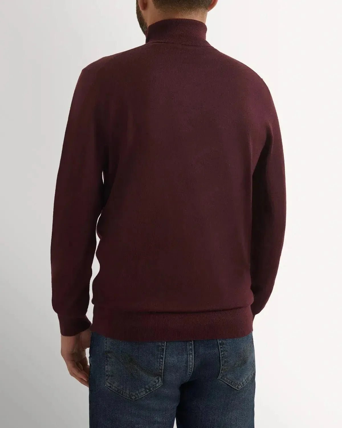 Richard James Merino Wool Roll Neck Knit Burgundy | Studio DOS