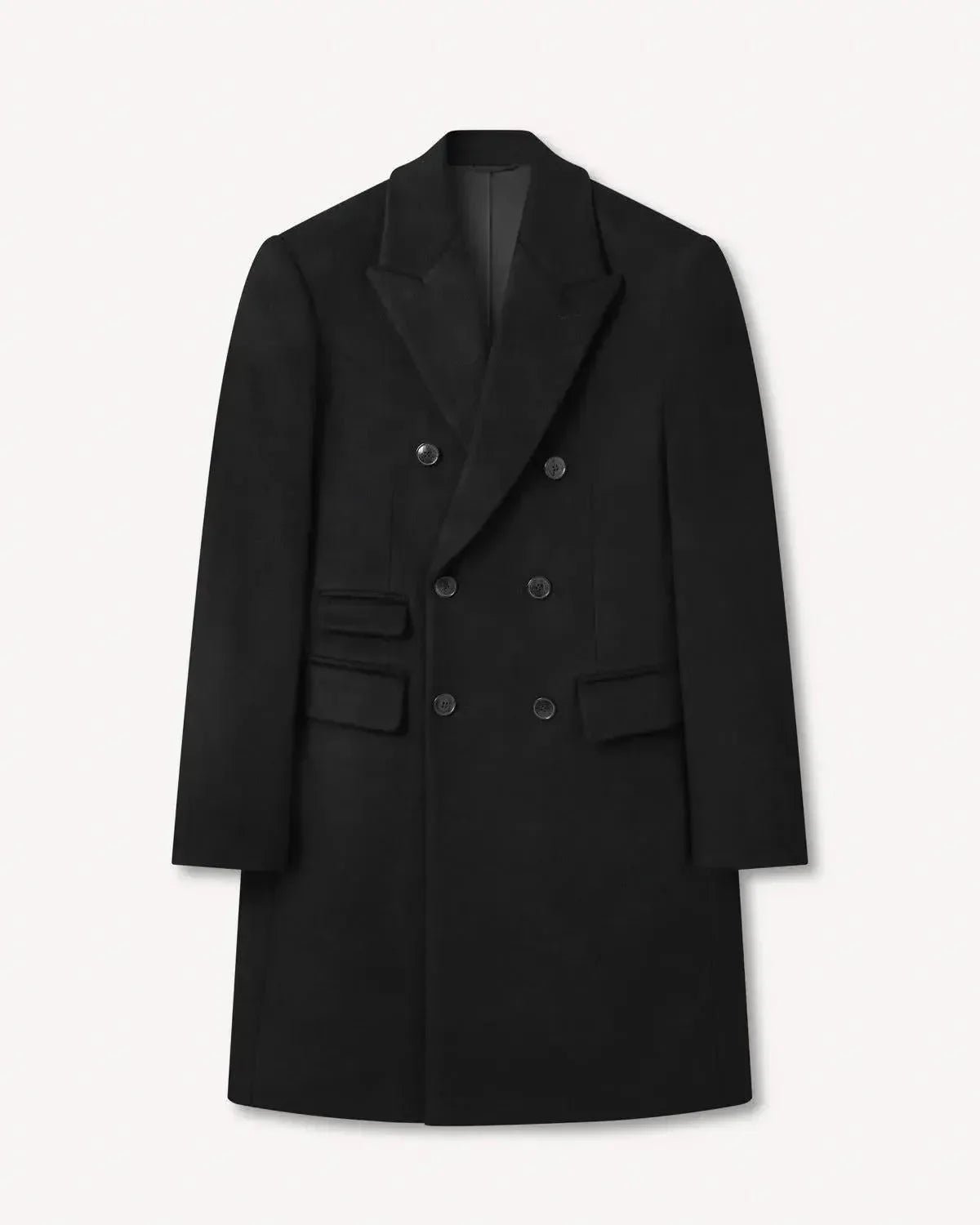 Richard James Wool Cashmere DB Overcoat Black | Studio DOS