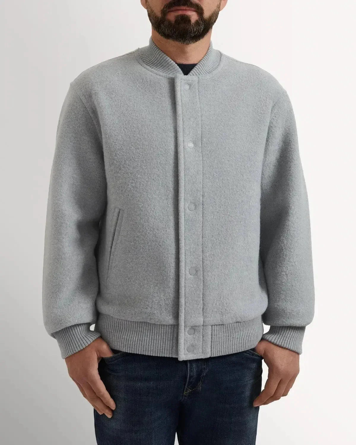 Richard James Wool College Bomber Grey | Studio DOS