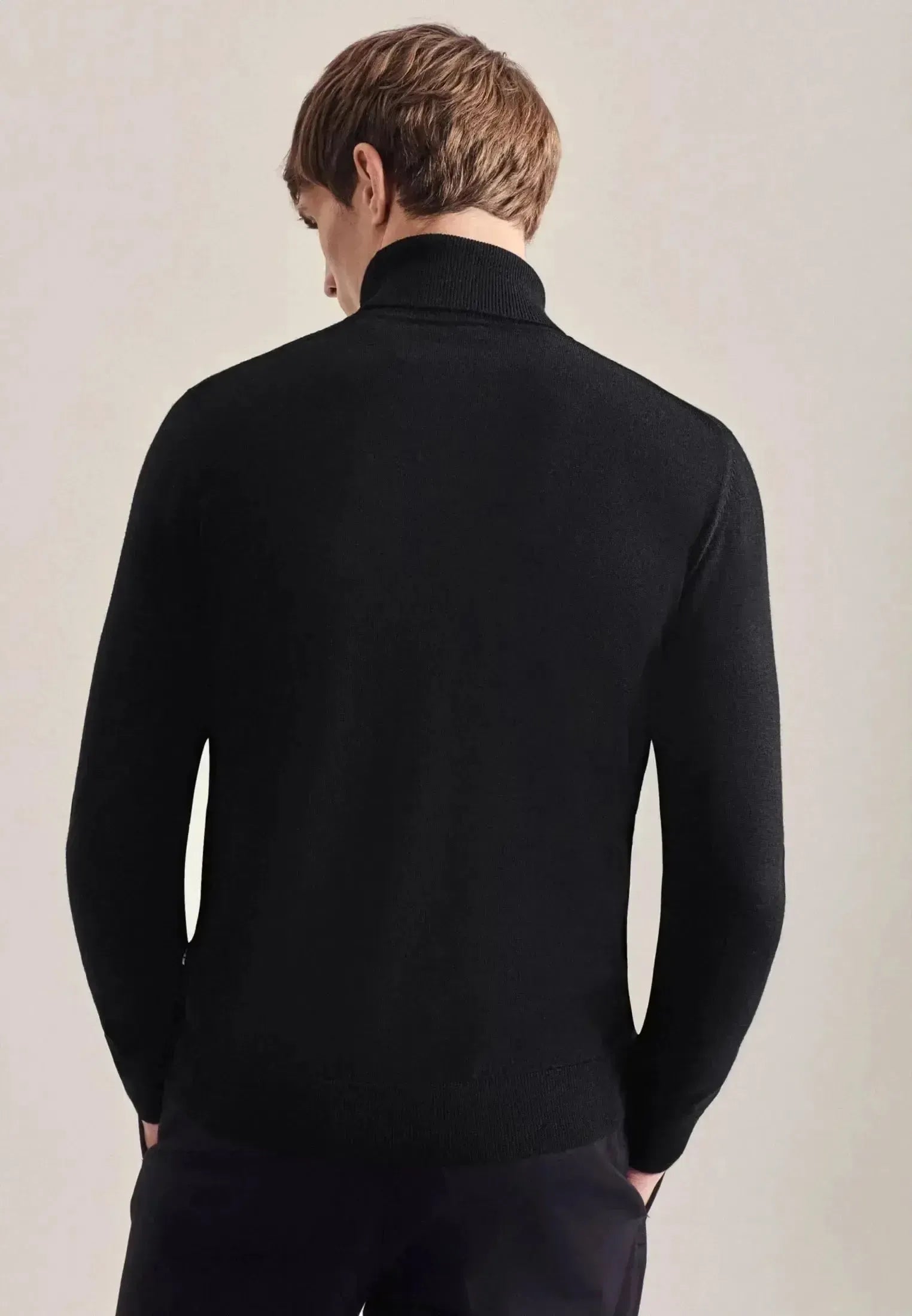 Seidensticker Mens Merino Wool Roll Neck Knit Black | Studio DOS