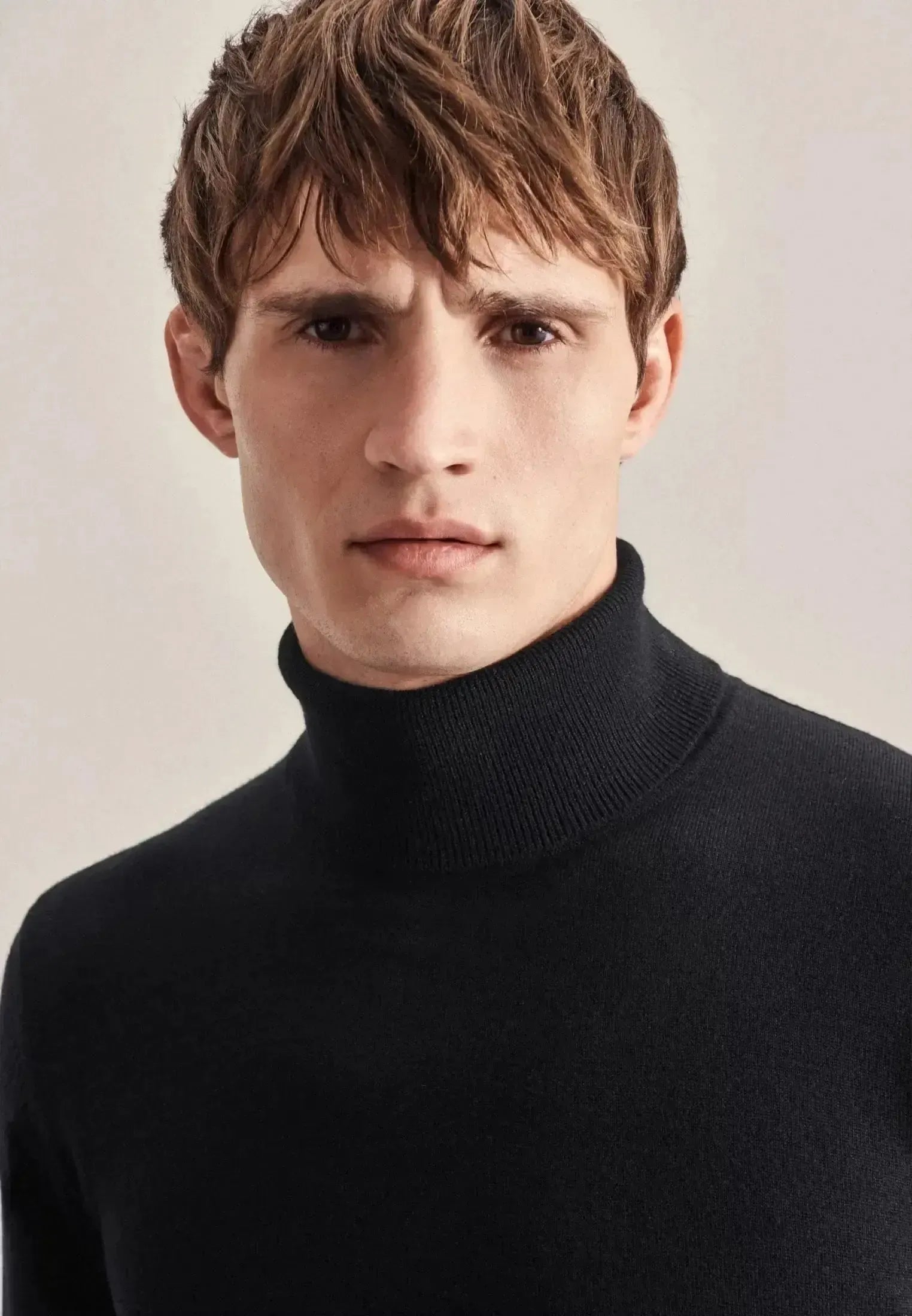 Seidensticker Mens Merino Wool Roll Neck Knit Black | Studio DOS