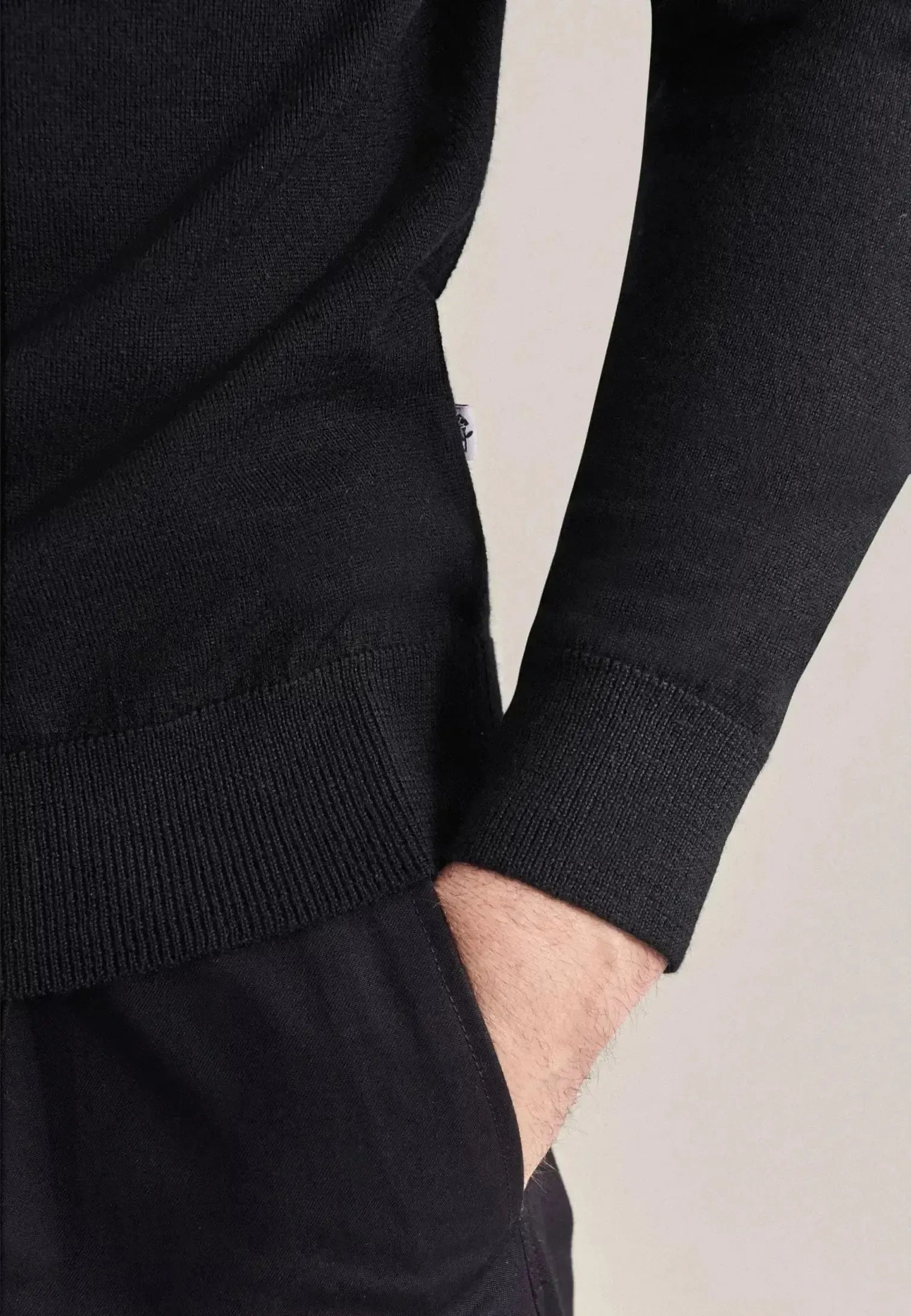 Seidensticker Mens Merino Wool Roll Neck Knit Black | Studio DOS