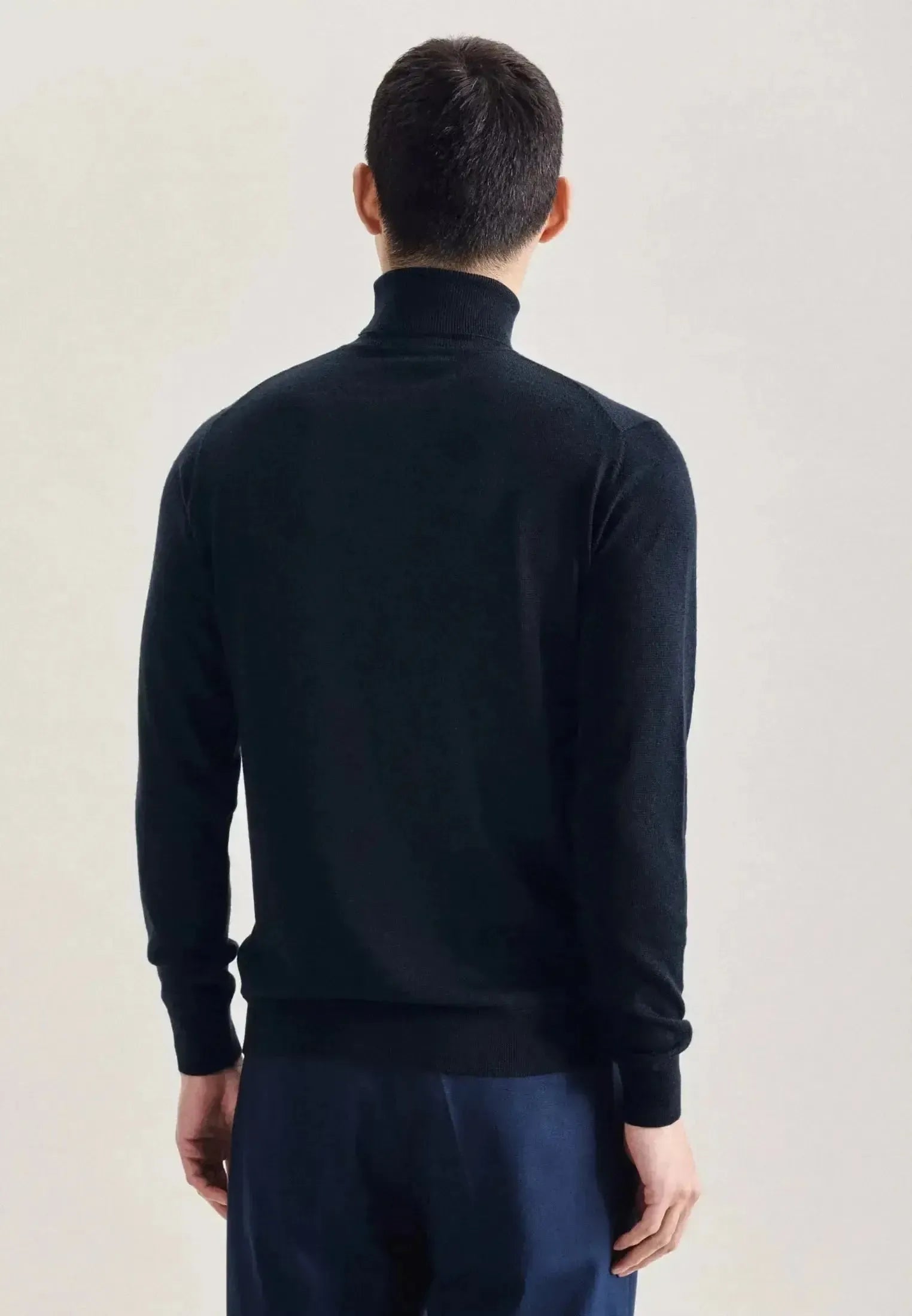 Seidensticker Mens Merino Wool Roll Neck Knit Dark Blue | Studio DOS