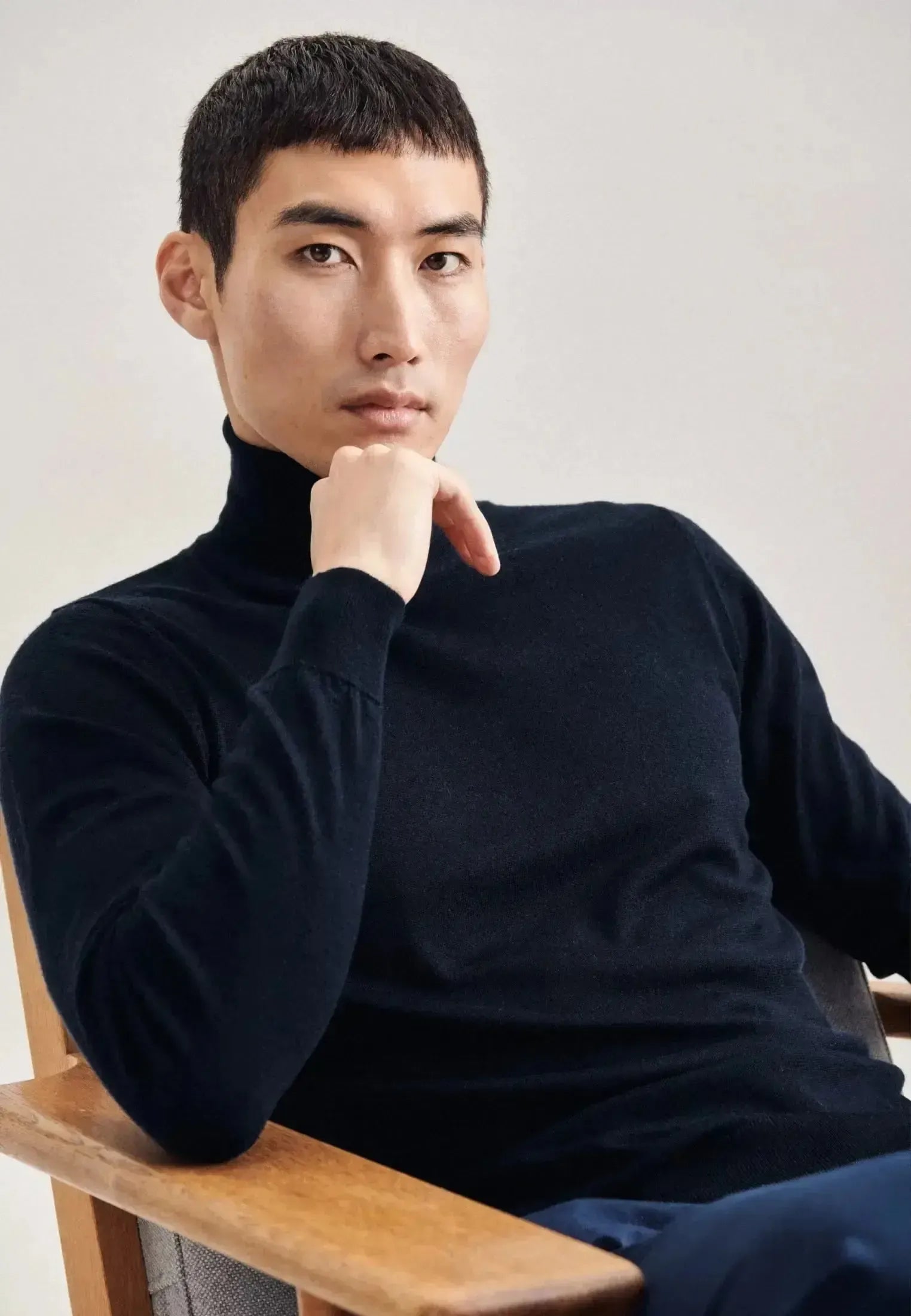 Seidensticker Mens Merino Wool Roll Neck Knit Dark Blue | Studio DOS