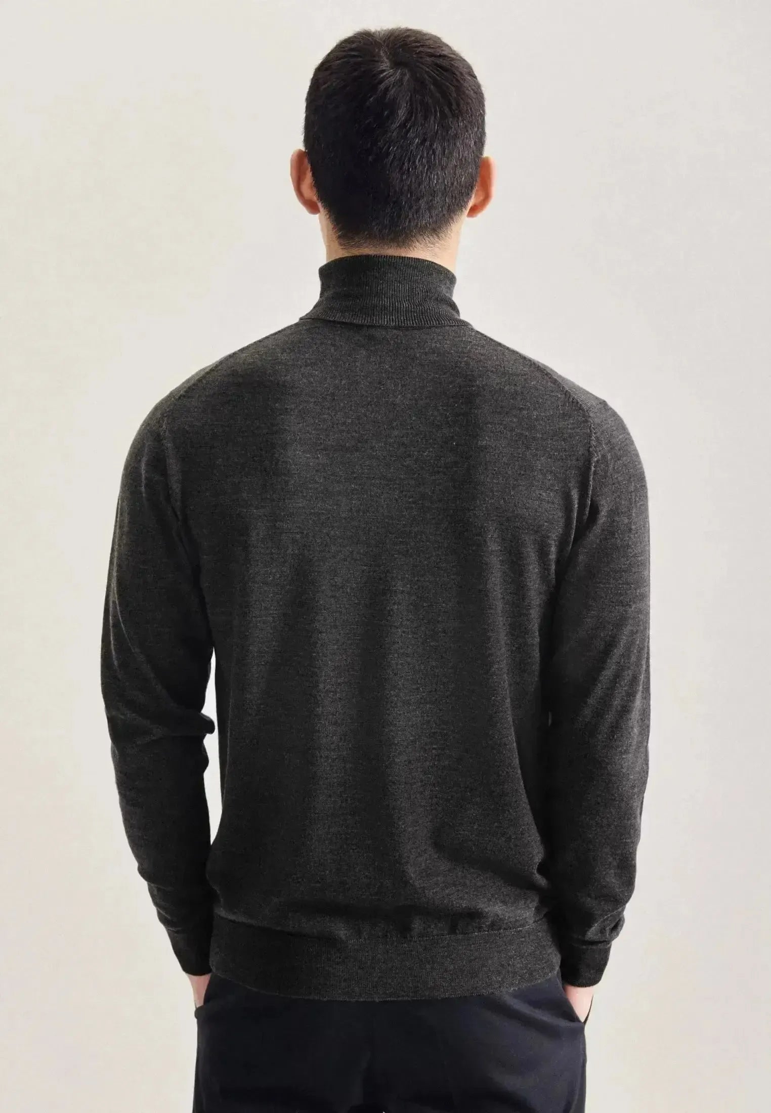 Seidensticker Mens Merino Wool Roll Neck Knit Grey | Studio DOS
