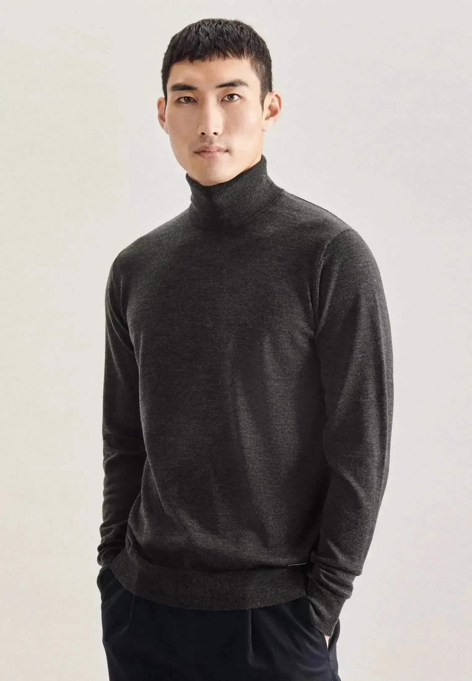 Seidensticker Mens Merino Wool Roll Neck Knit Grey | Studio DOS