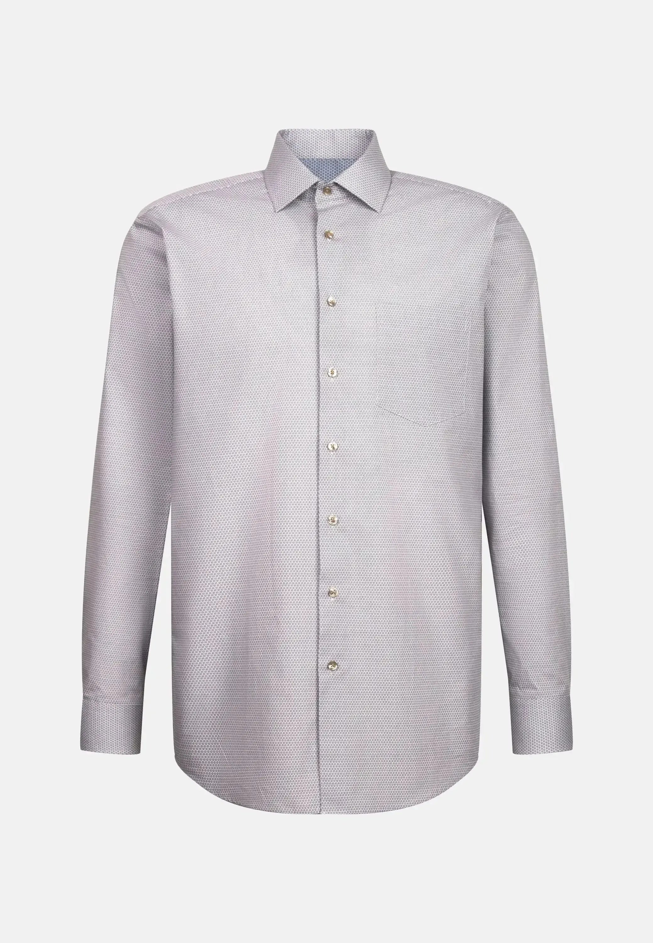 Seidensticker Mens Regular Fit Business Kent Print Pattern Business Shirt Beige | Studio DOS