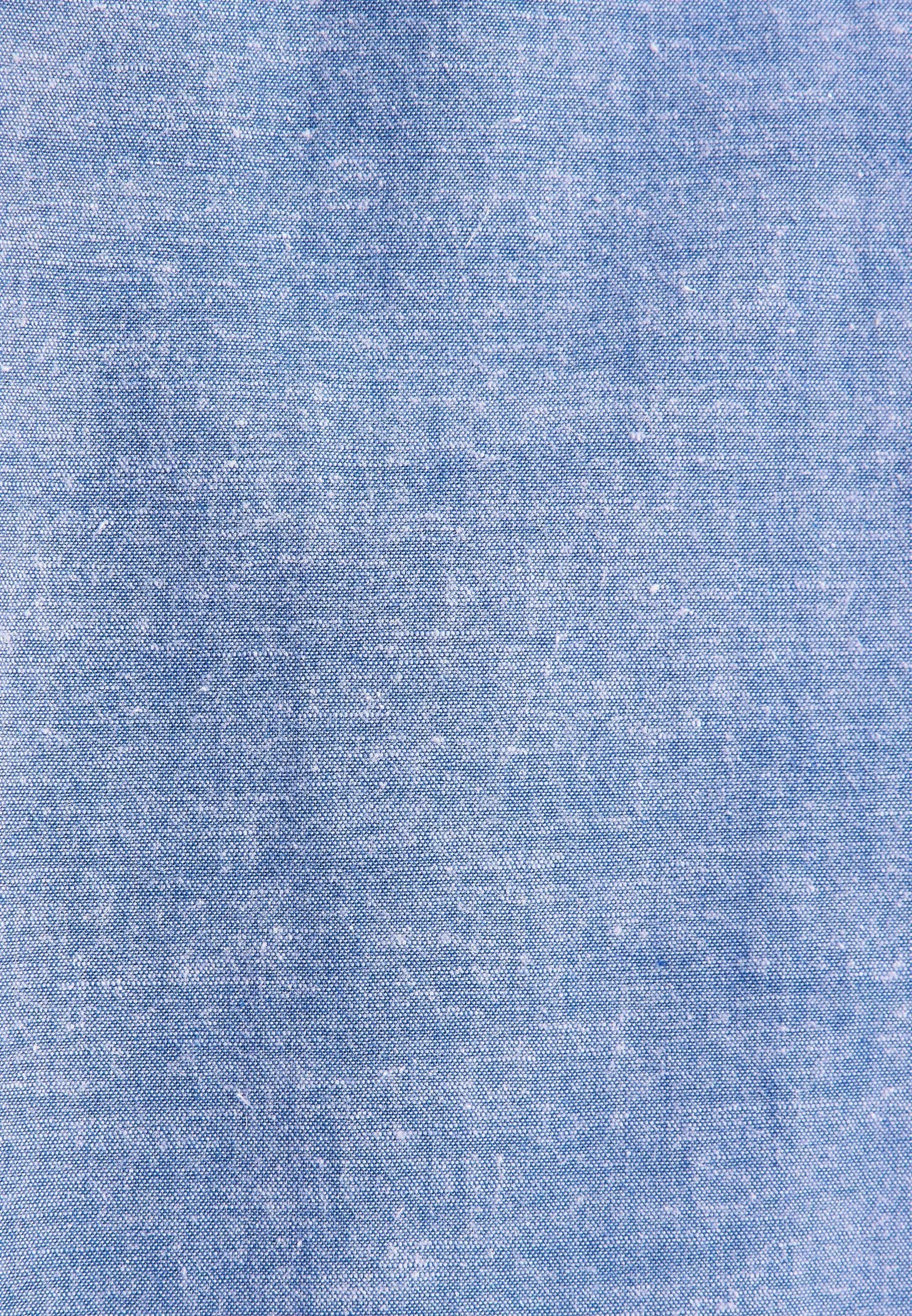 Seidensticker Mens Regular Fit Button Down Linen Blend Chambray Shirt Mid Blue | Studio DOS