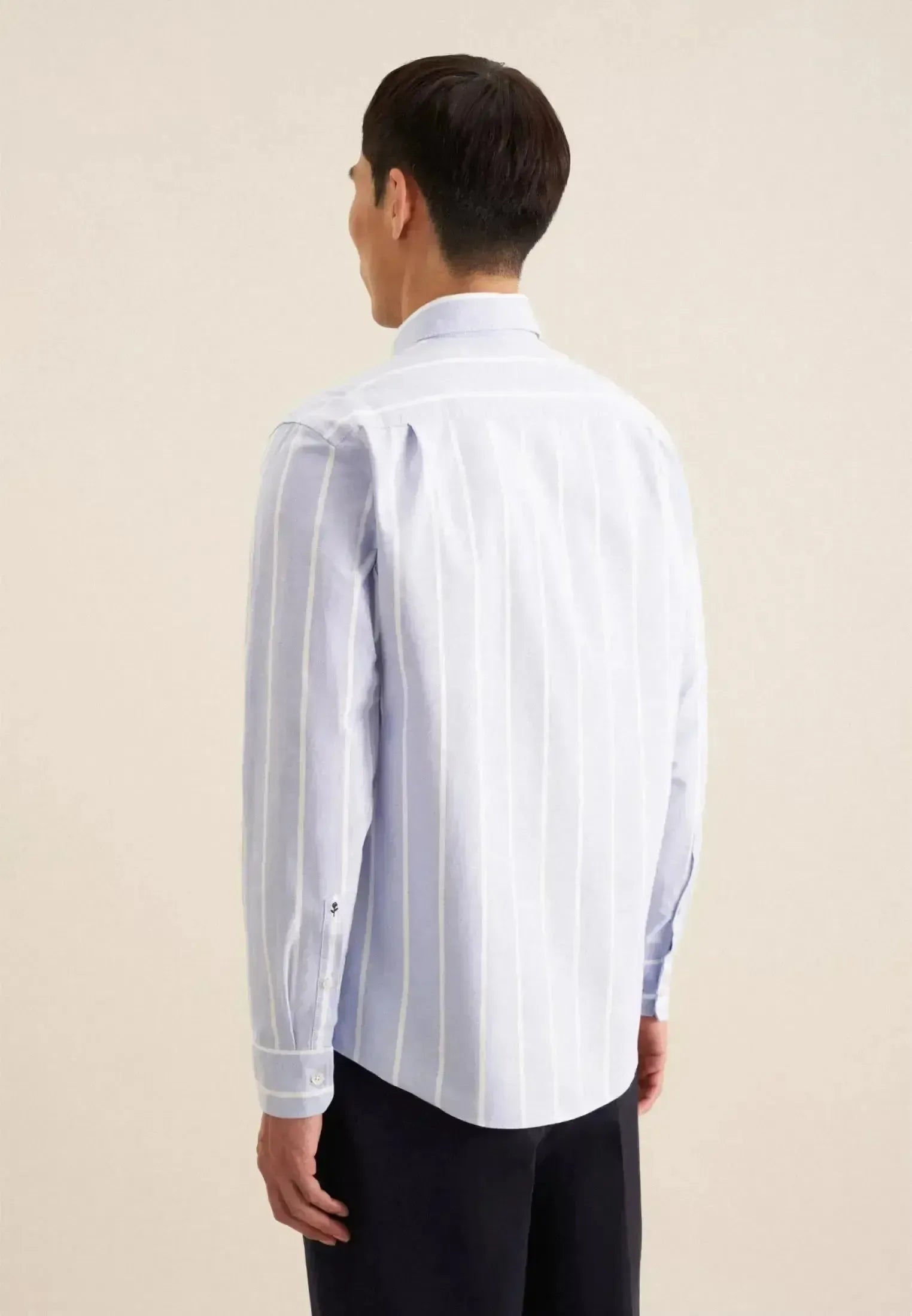 Seidensticker Mens Regular Fit Button Down Striped Oxford Shirt Light Blue | Studio DOS