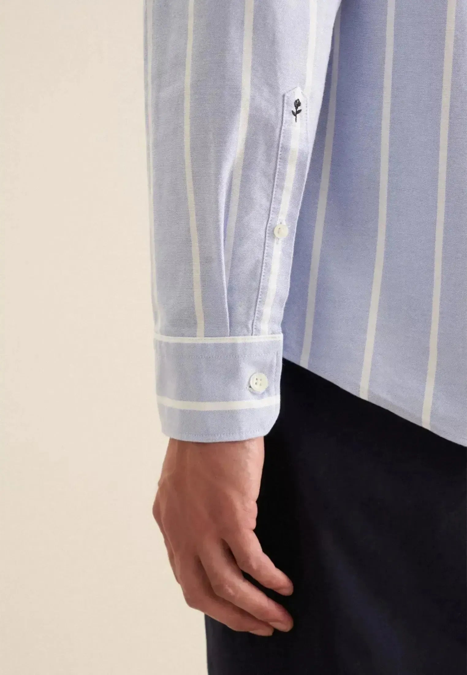 Seidensticker Mens Regular Fit Button Down Striped Oxford Shirt Light Blue | Studio DOS