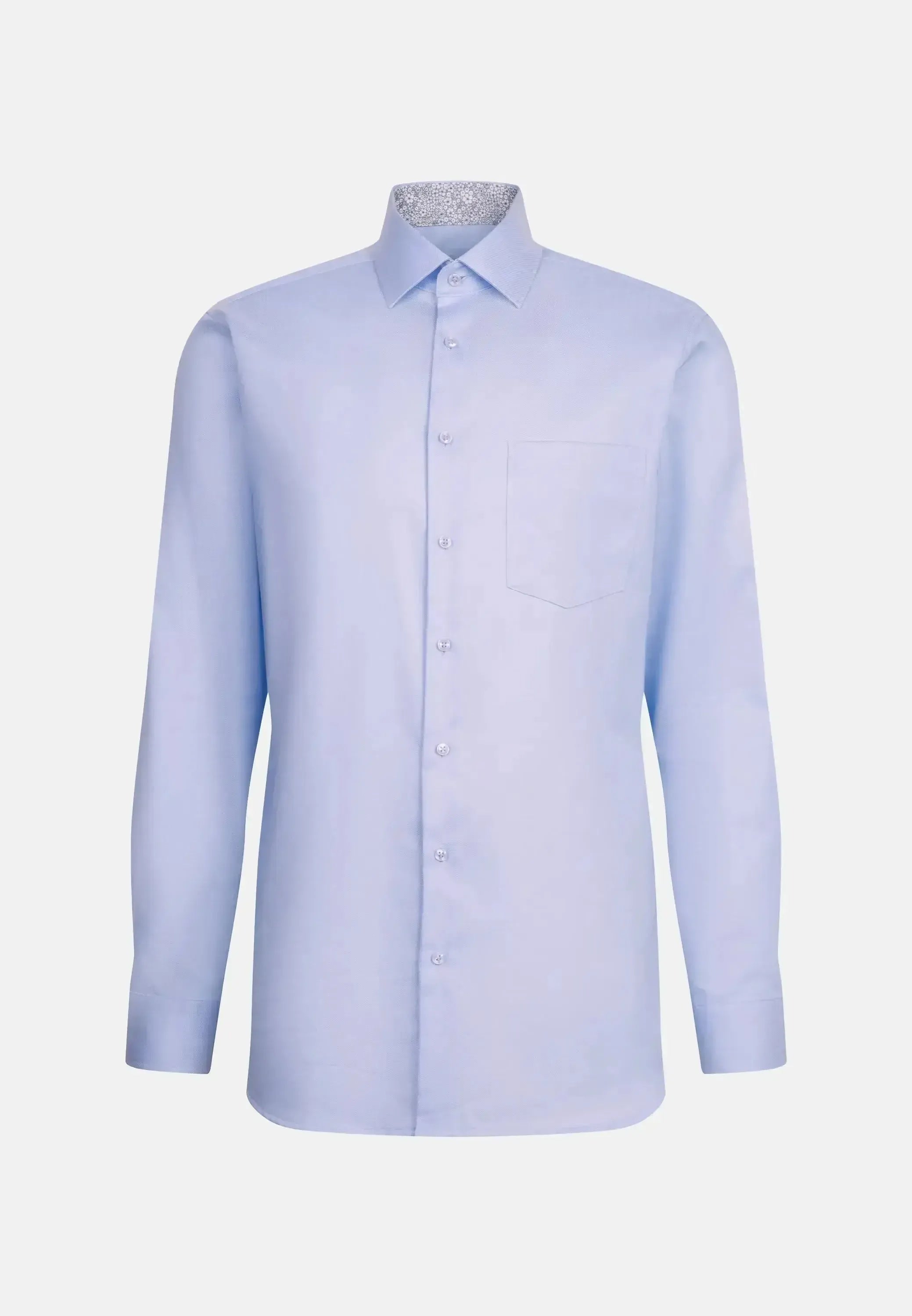 Seidensticker Mens Regular Fit No Iron Business Kent Contrast Patch Business Shirt Light Blue | Studio DOS