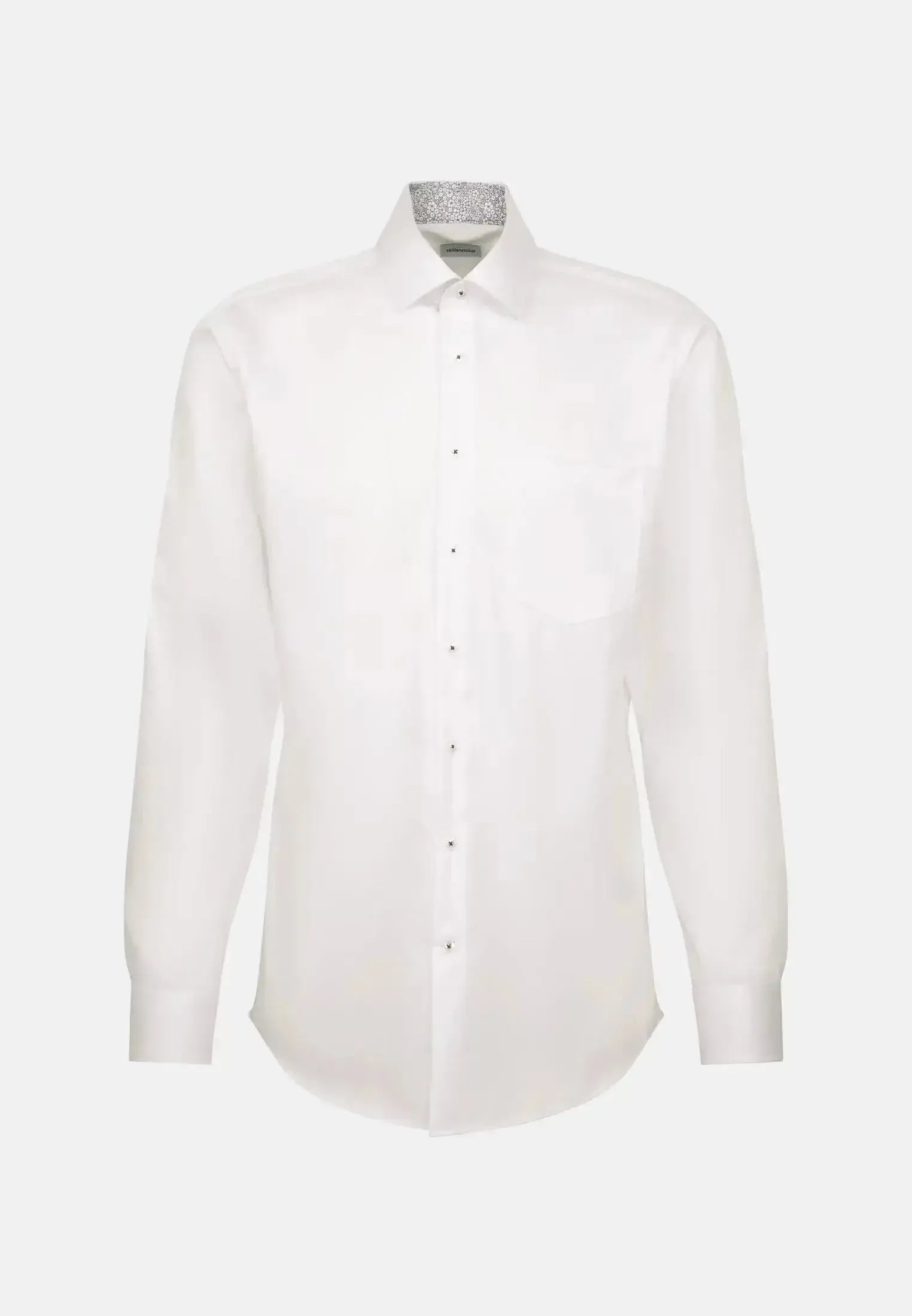 Seidensticker Mens Regular Fit No Iron Business Kent Contrast Patch Business Shirt White | Studio DOS