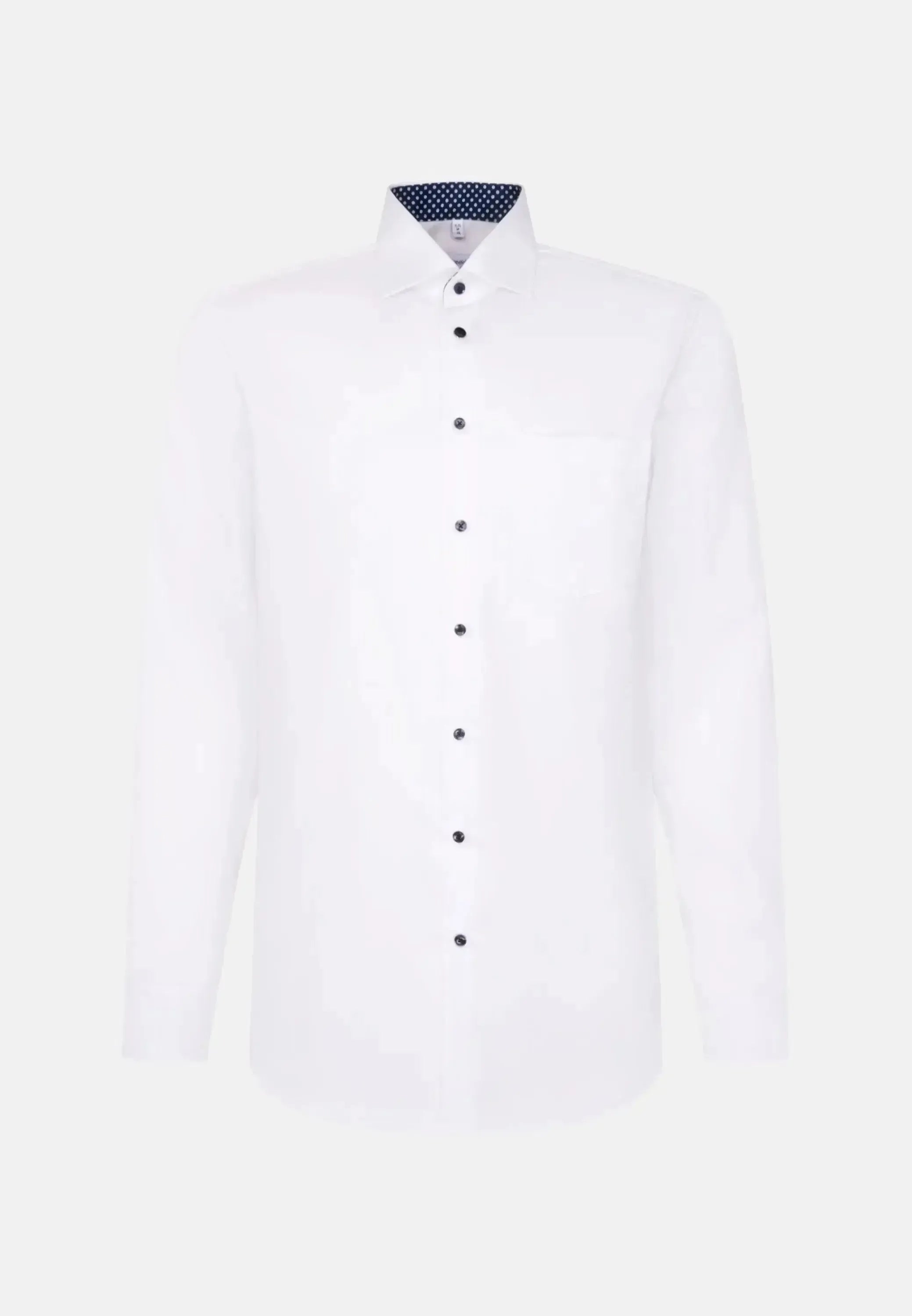 Seidensticker Mens Regular Fit No Iron Contrast Kent Collar Business Shirt White | Studio DOS