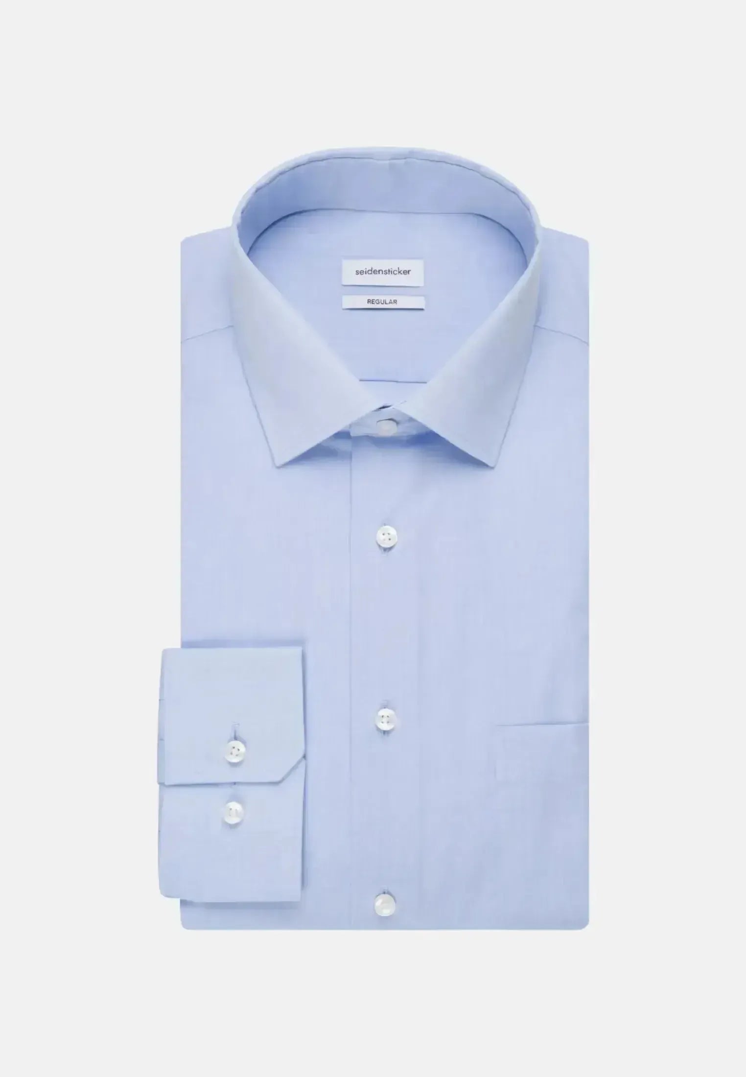 Seidensticker Mens Regular Fit No Iron Kent Collar Business Shirt Light Blue | Studio DOS