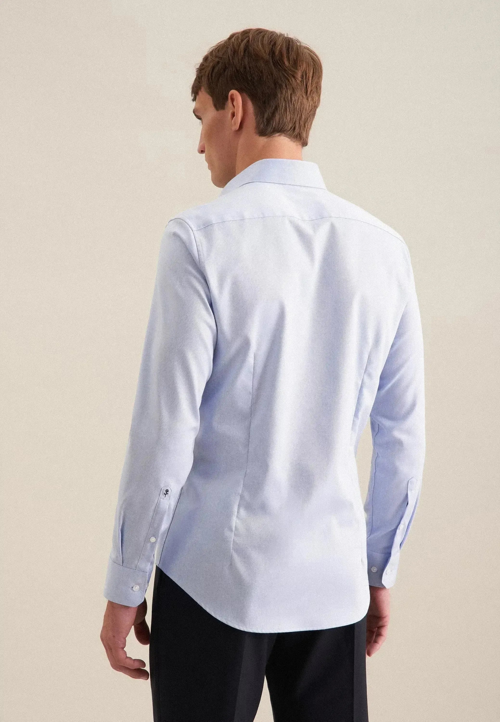 Seidensticker Mens Regular Fit No Iron New Kent Combi Cuff Business Shirt Light Blue | Studio DOS