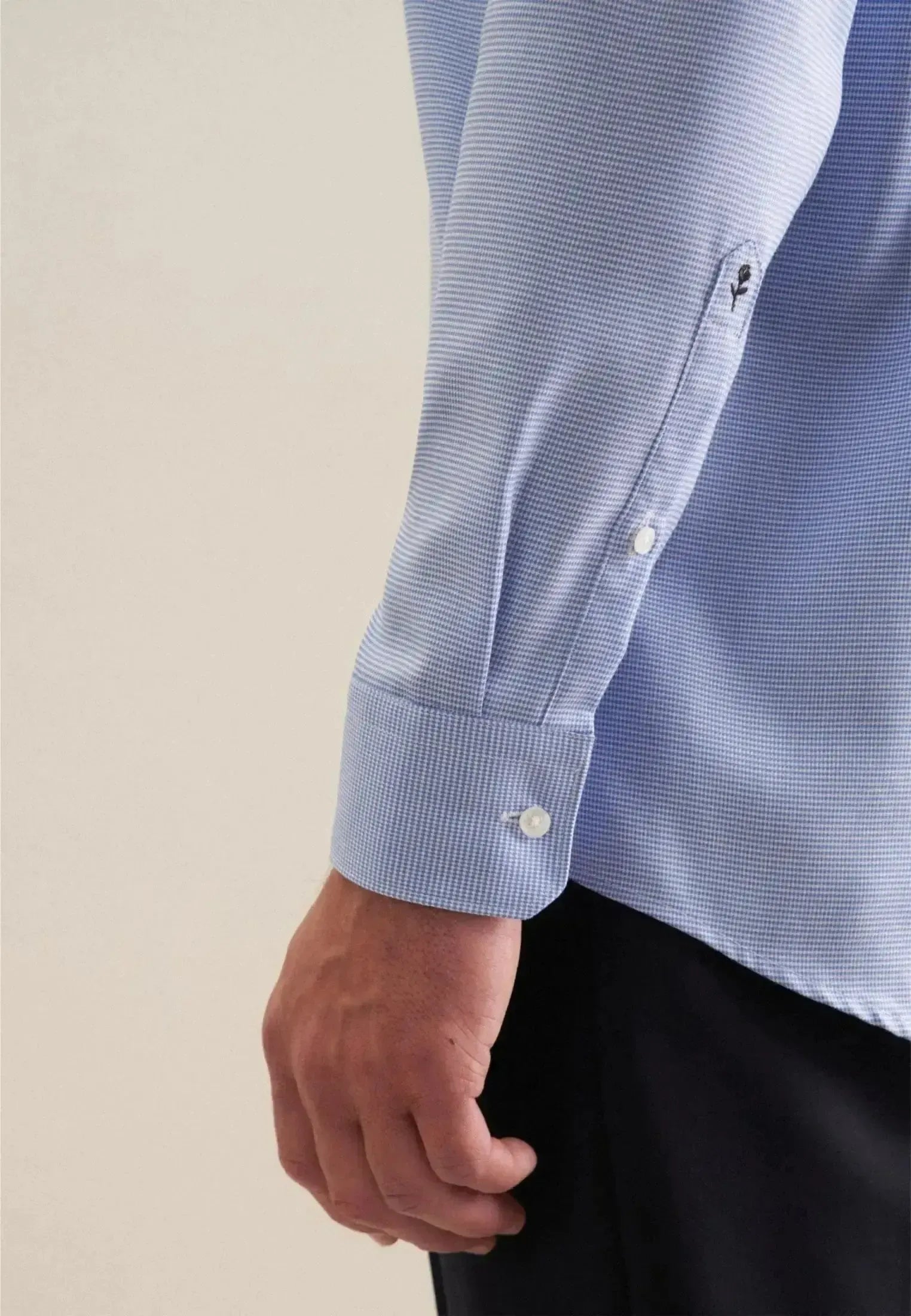 Seidensticker Mens Regular Fit No Iron New Kent Structured Business Shirt Light Blue | Studio DOS