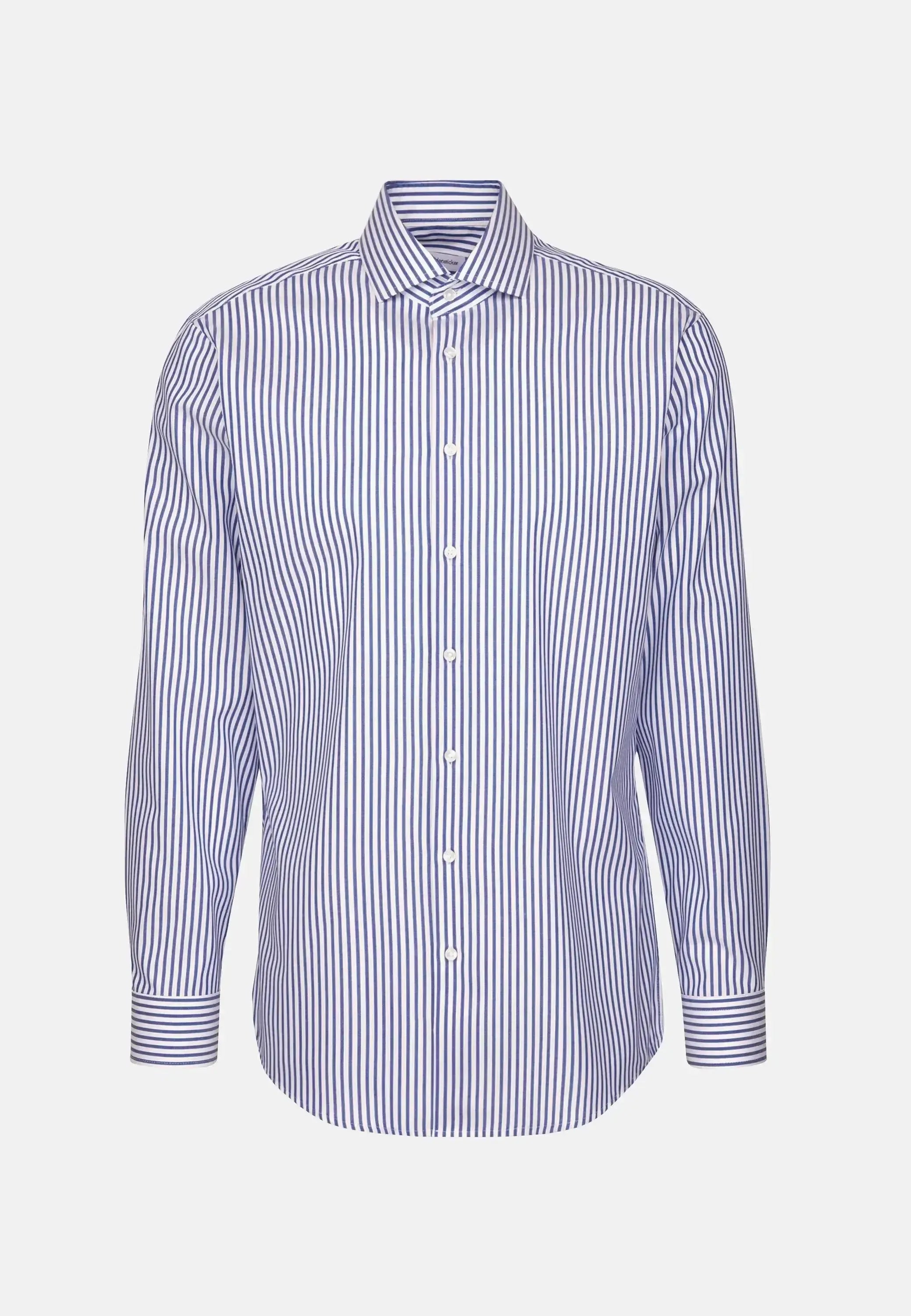 Seidensticker Mens Regular Fit No Iron Spread Kent Structured Stripe Business Shirt Mid Blue | Studio DOS
