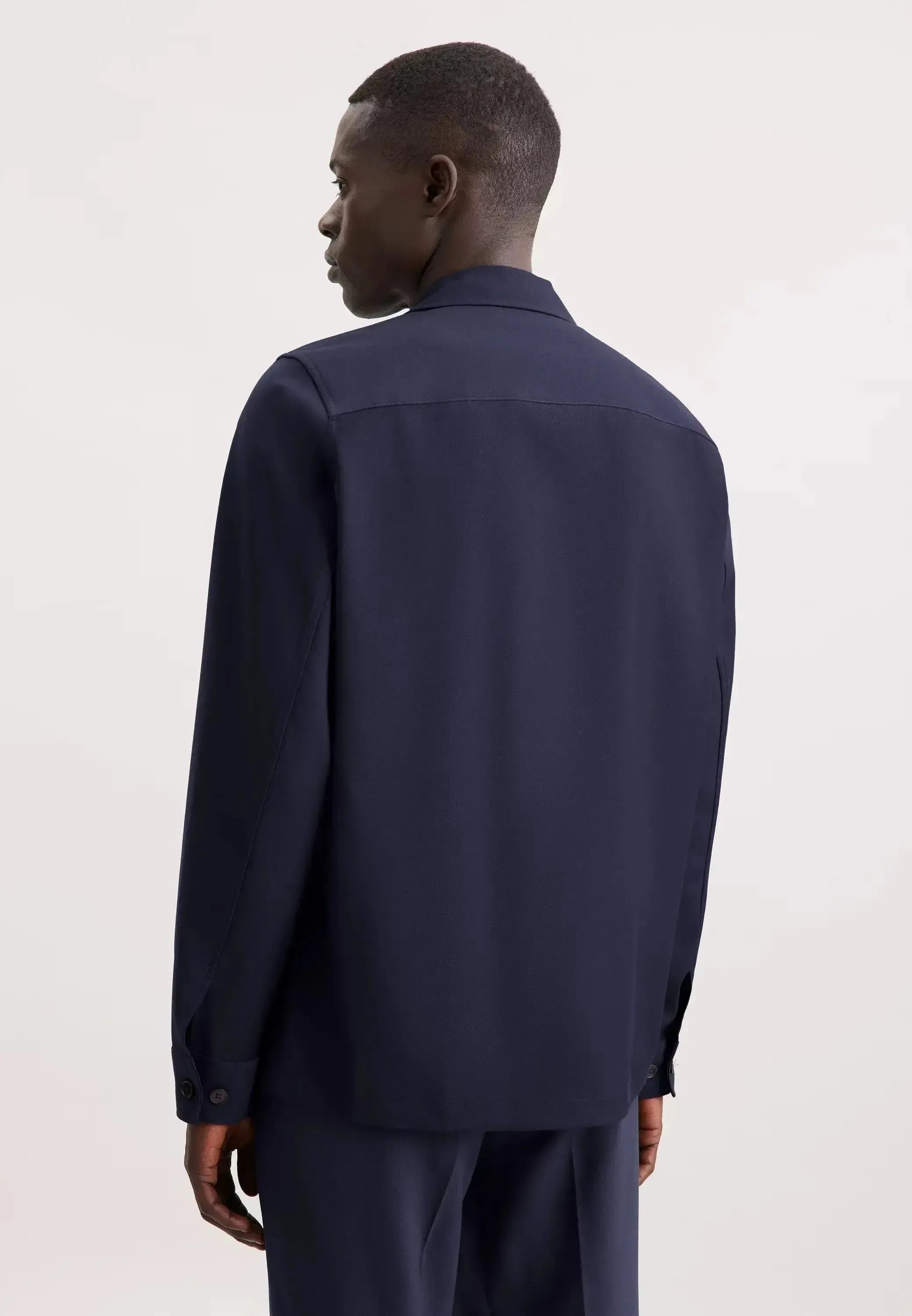 Seidensticker Mens Regular Fit Wool Mix Casual Lapel Overshirt Dark Blue | Studio DOS