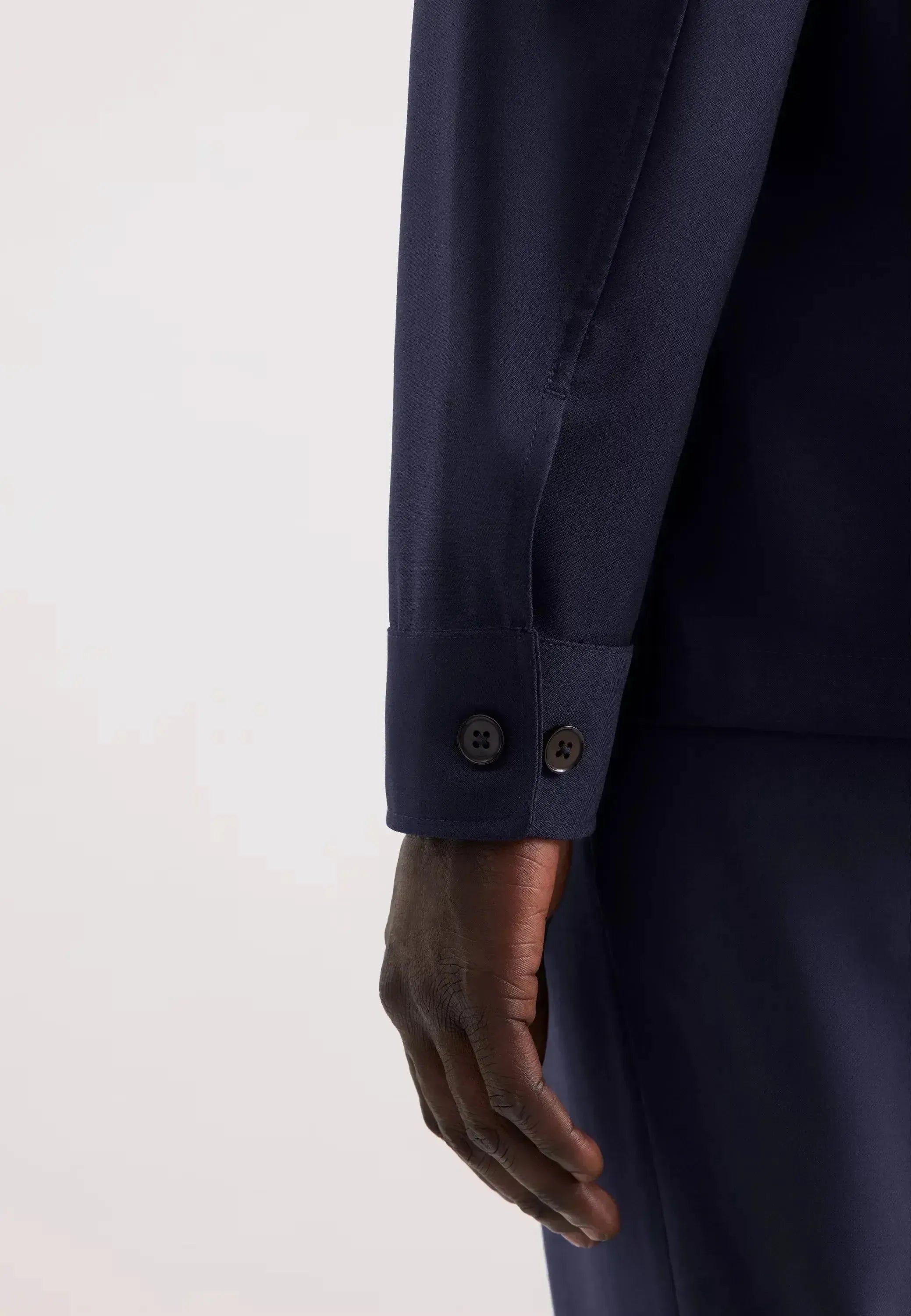 Seidensticker Mens Regular Fit Wool Mix Casual Lapel Overshirt Dark Blue | Studio DOS