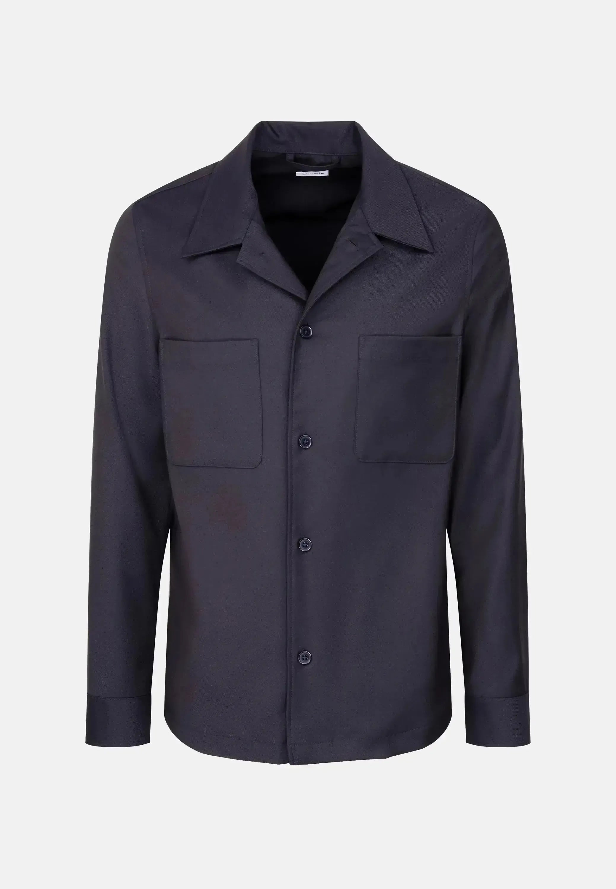 Seidensticker Mens Regular Fit Wool Mix Casual Lapel Overshirt Dark Blue | Studio DOS