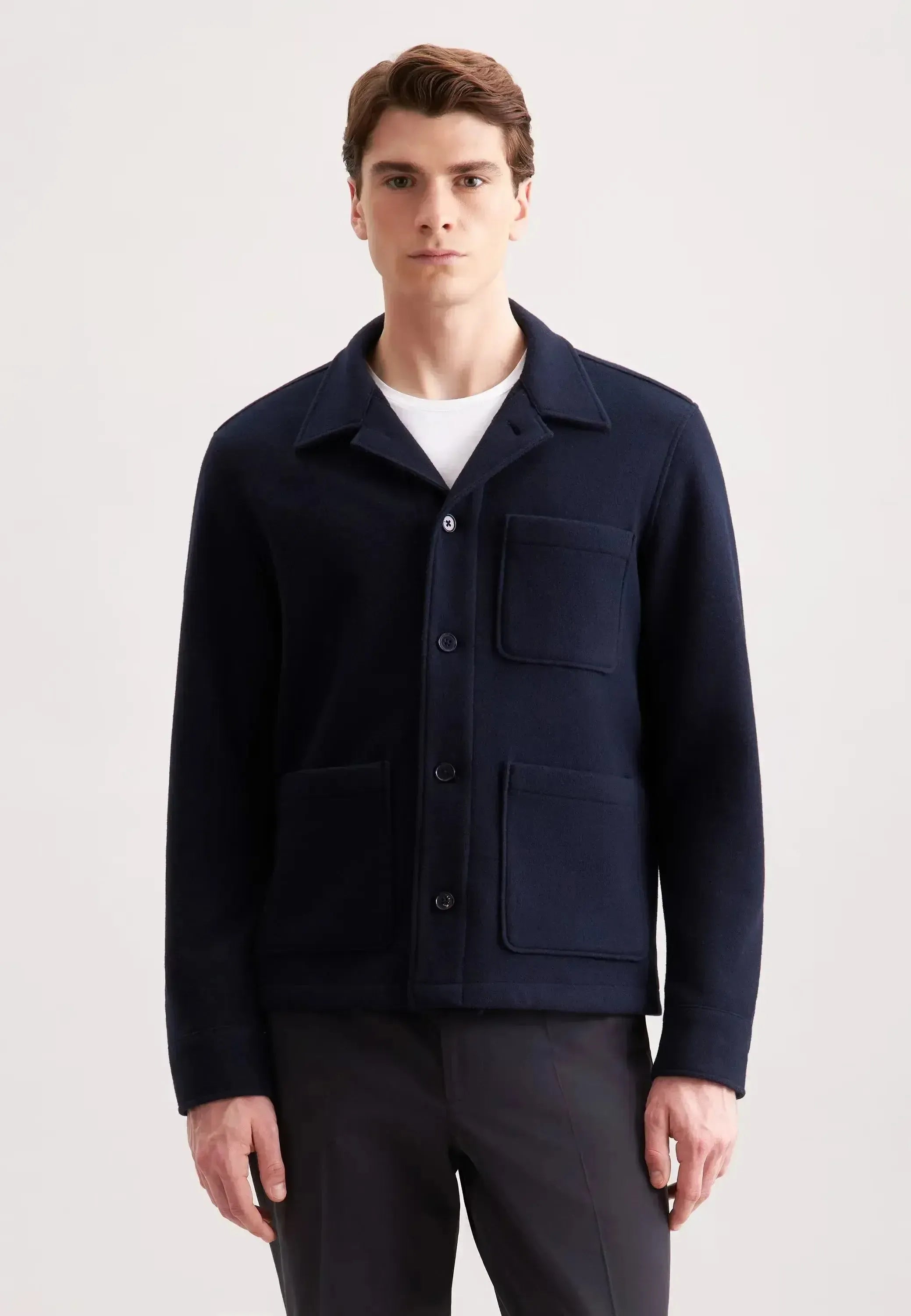 Seidensticker Mens Regular Fit Wool Mix Casual Overshirt Dark Blue | Studio DOS