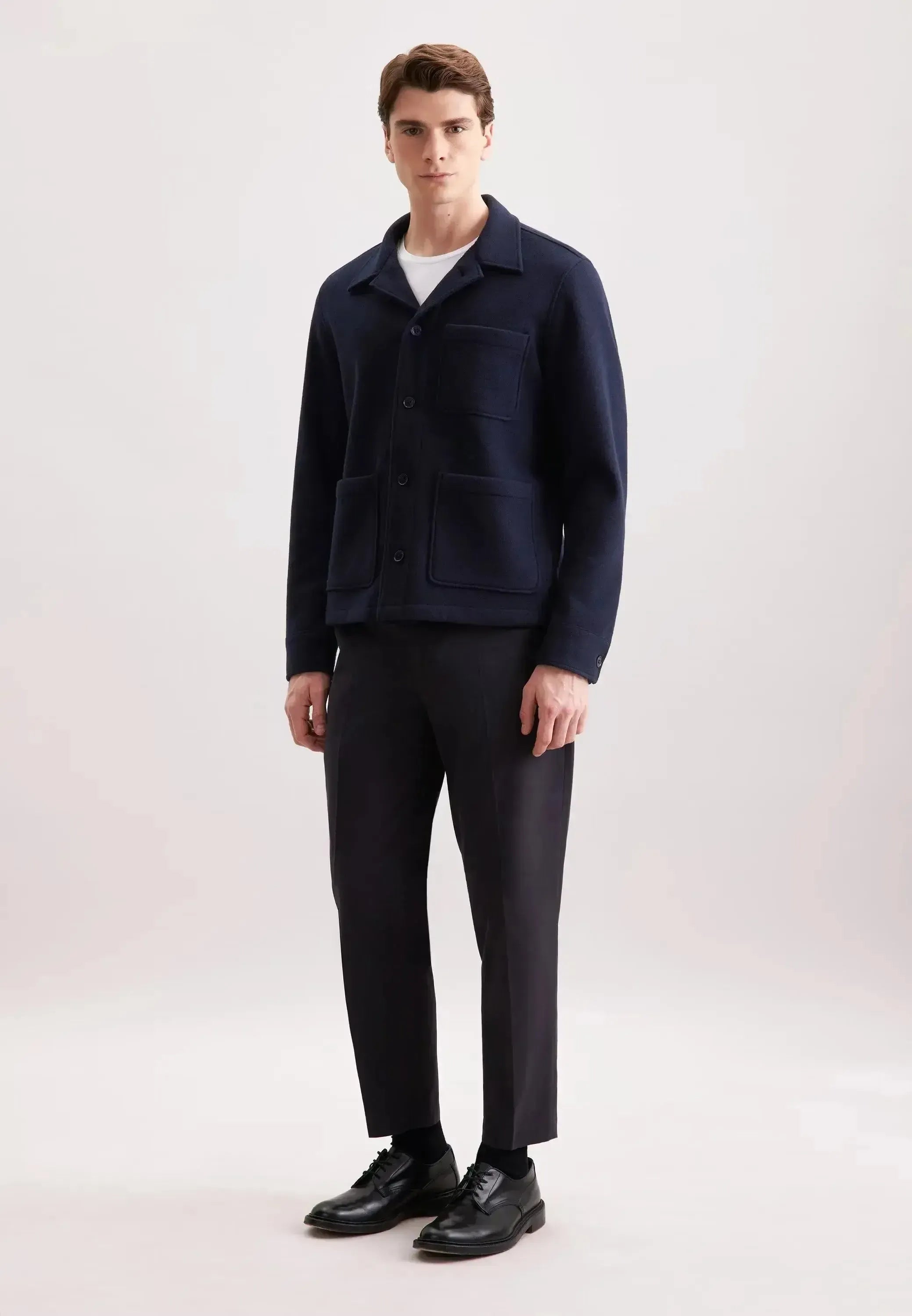 Seidensticker Mens Regular Fit Wool Mix Casual Overshirt Dark Blue | Studio DOS