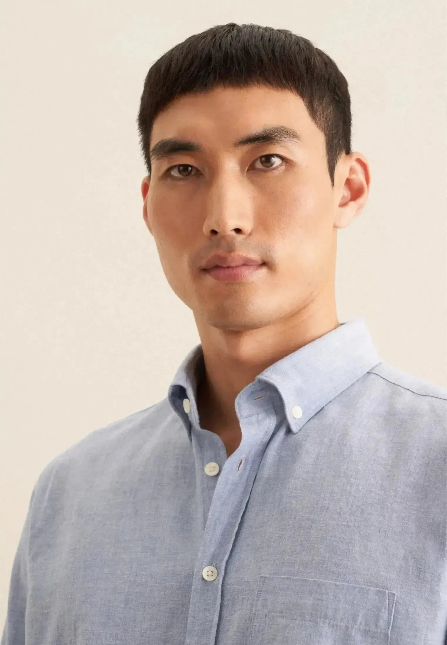 Seidensticker Mens Seidensticker Mens Regular Fit Button Down Linen Blend Chambray Shirt Light Blue | Studio DOS