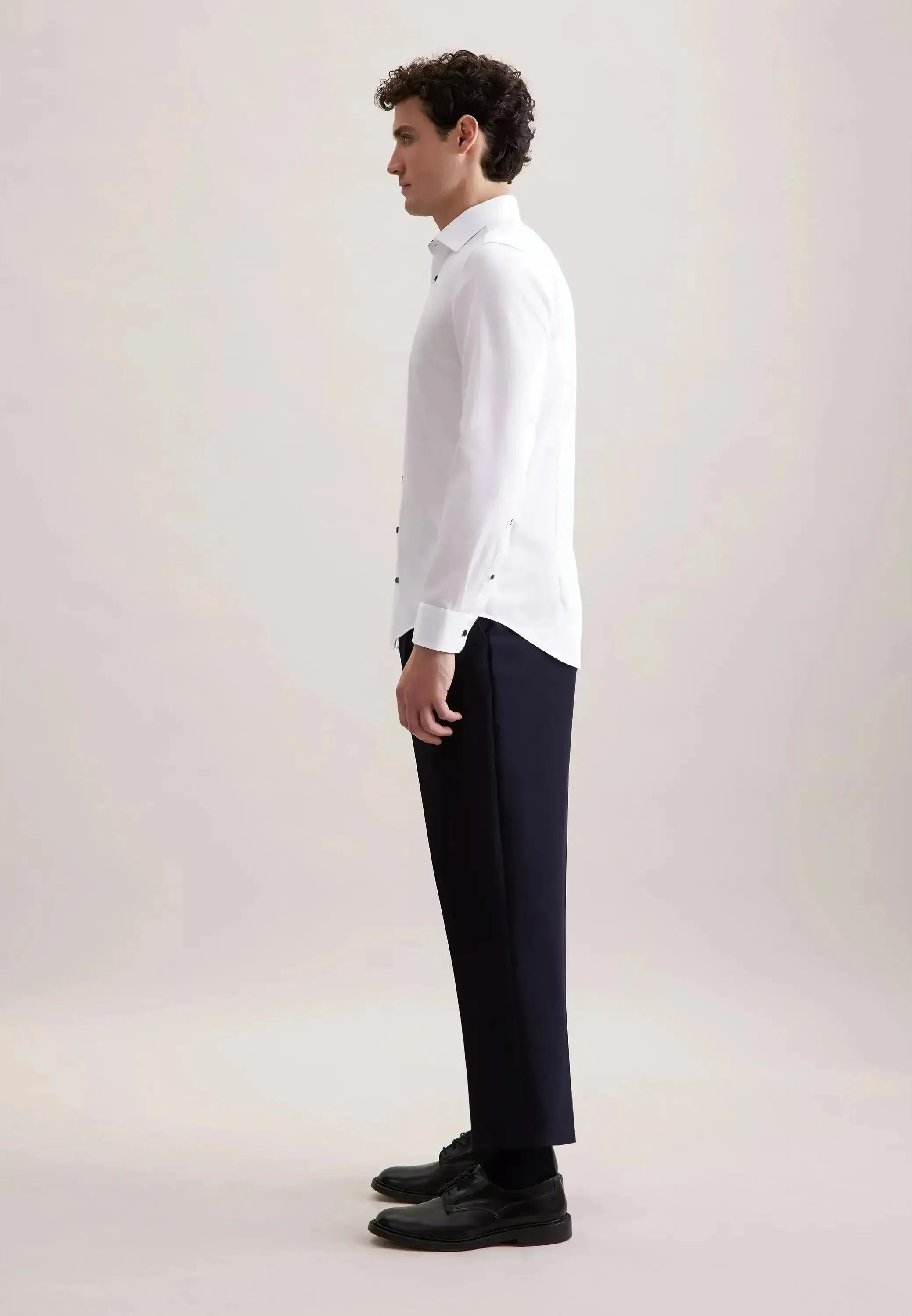 Seidensticker Mens Shaped Fit No Iron Contrast Kent Collar Business Shirt White | Studio DOS