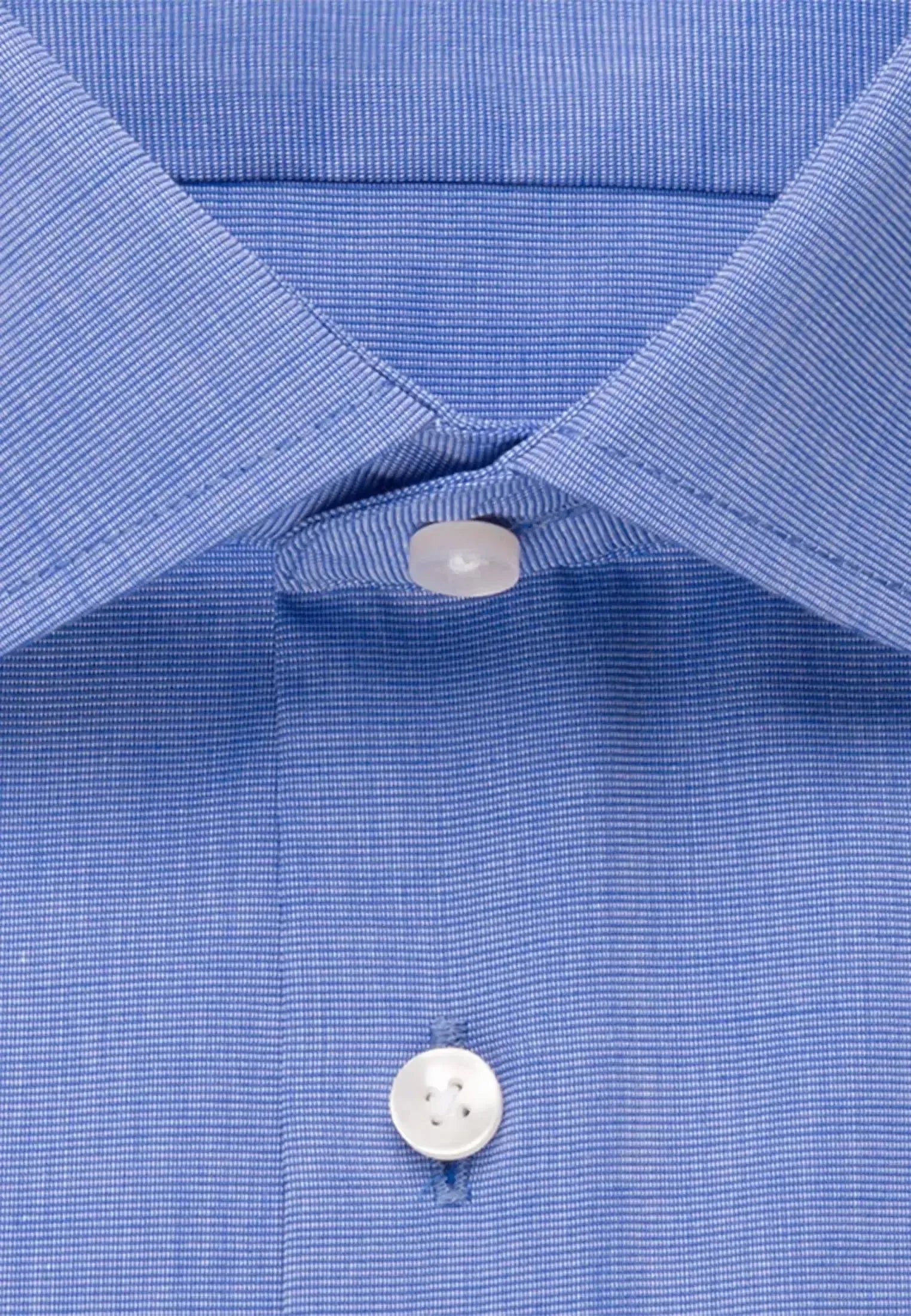 Seidensticker Mens Shaped Fit No Iron Kent Collar Business Shirt Mid Blue | Studio DOS