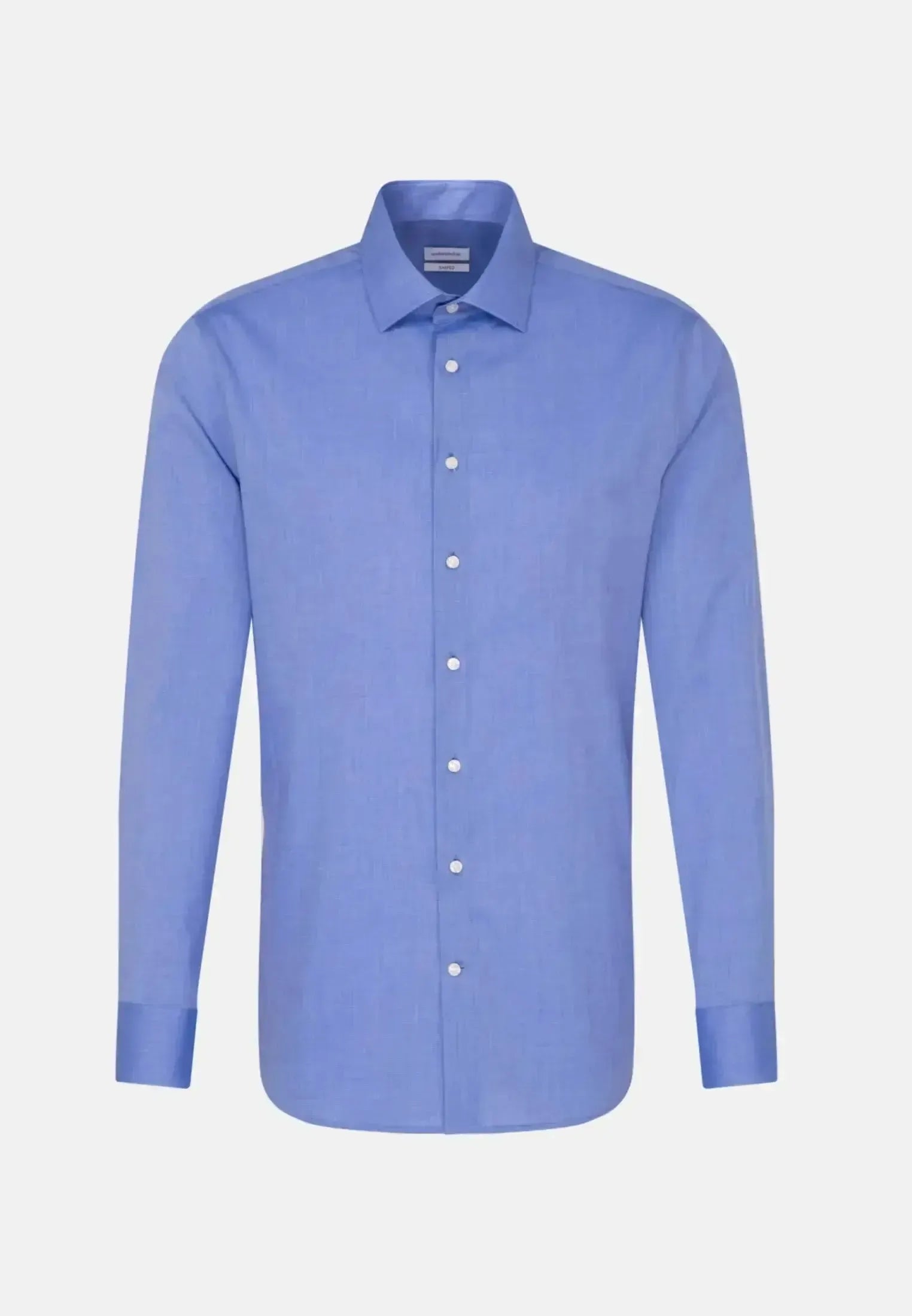Seidensticker Mens Shaped Fit No Iron Kent Collar Business Shirt Mid Blue | Studio DOS