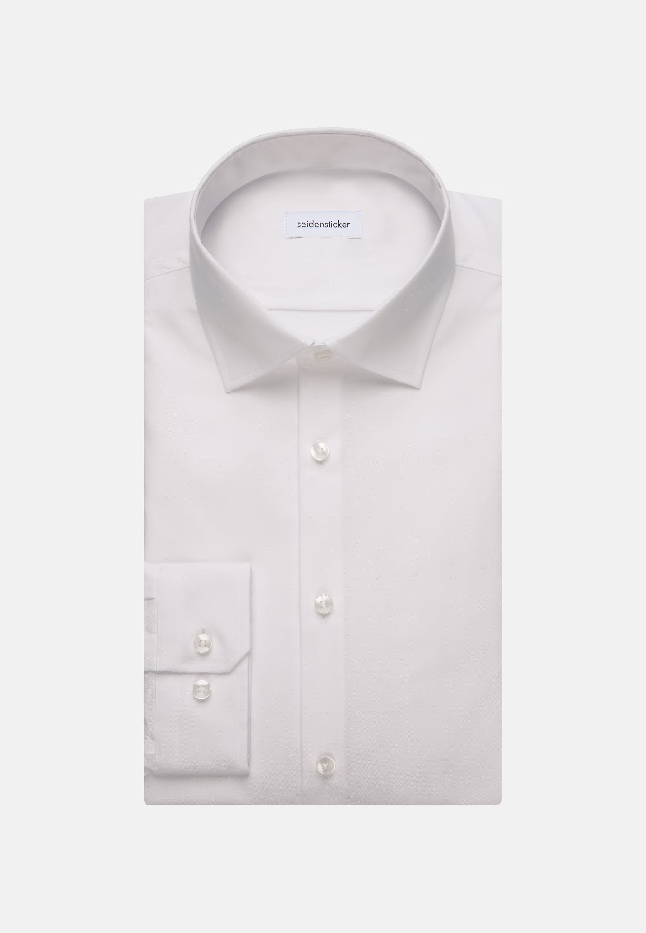 Seidensticker Mens Shaped Fit No Iron Kent Collar Business Shirt White | Studio DOS