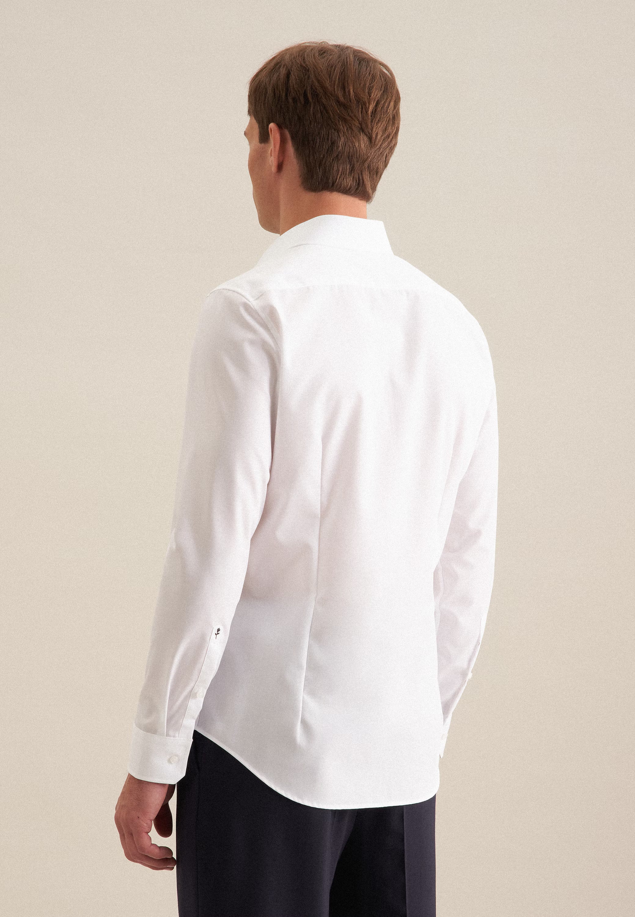 Seidensticker Mens Shaped Fit No Iron Kent Collar Business Shirt White | Studio DOS