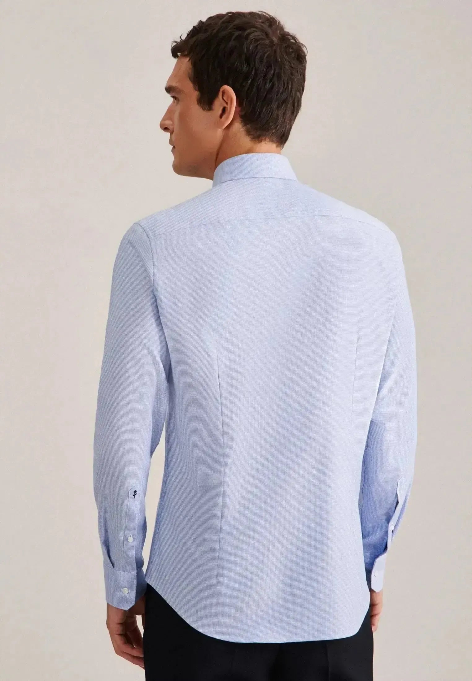 Seidensticker Mens Shaped Fit No Iron New Kent Structured Business Shirt Light Blue | Studio DOS