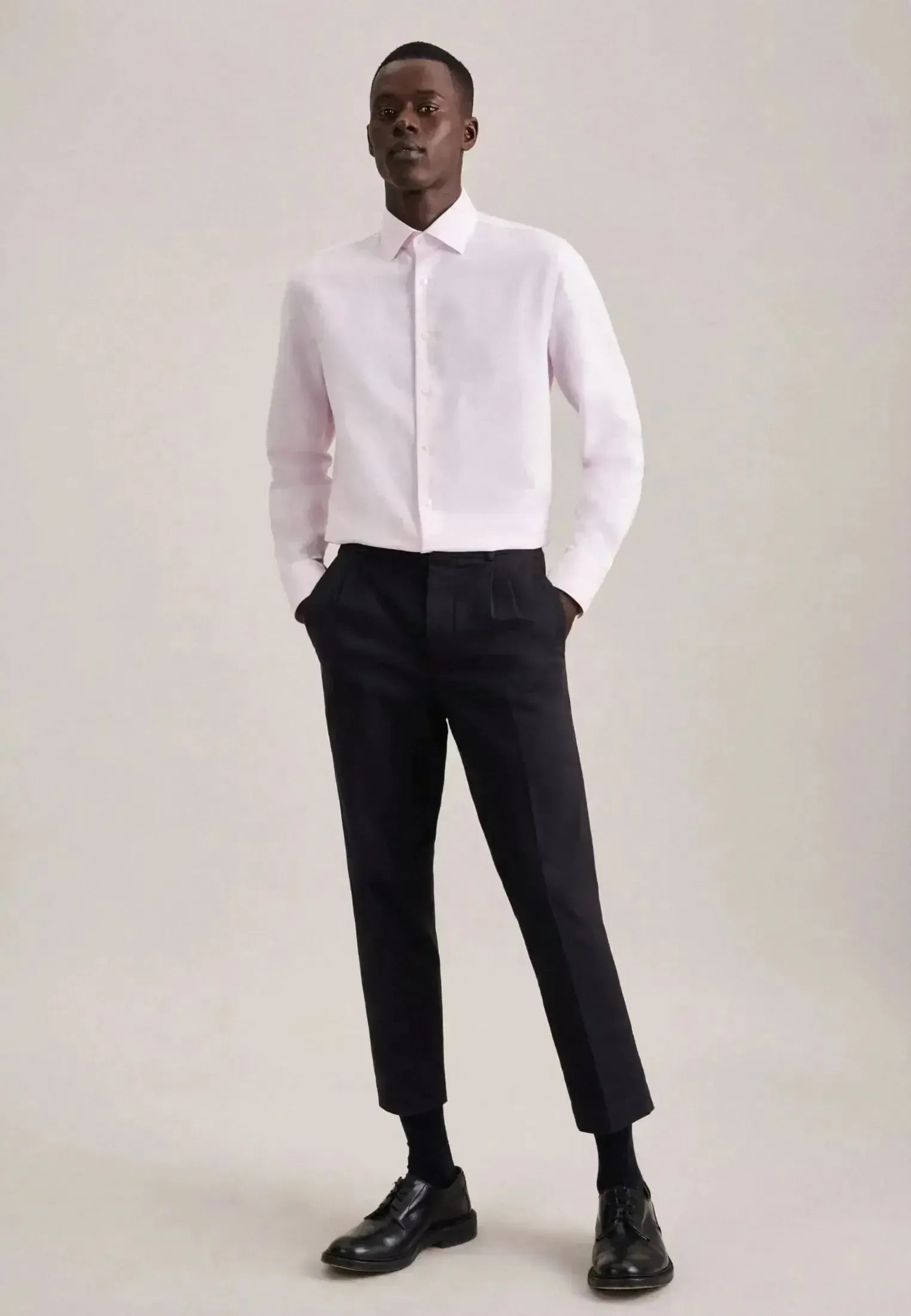 Seidensticker Mens Shaped Fit No Iron New Kent Structured Business Shirt Pink | Studio DOS